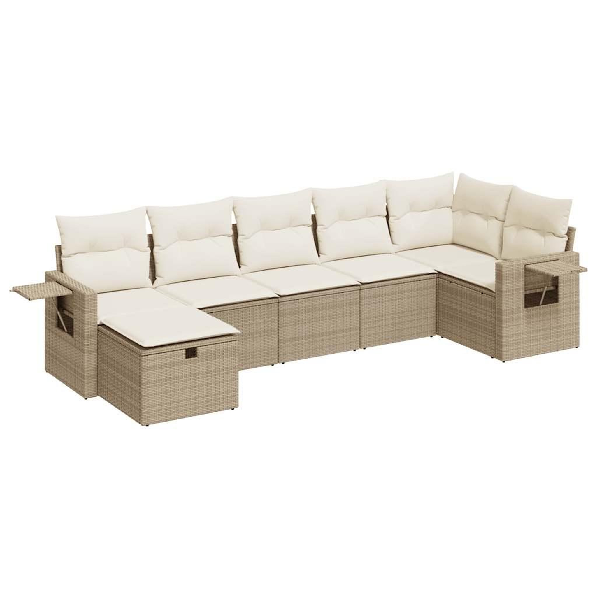 Voir la diapositive 2 : VIDAXL Salon de jardin avec coussins 7 pcs beige resine tressee