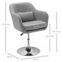 HOMCOM Fauteuil lounge design grand confort coussins lombaires hauteur réglable pivotant 360° piètement métal chromé lin gris