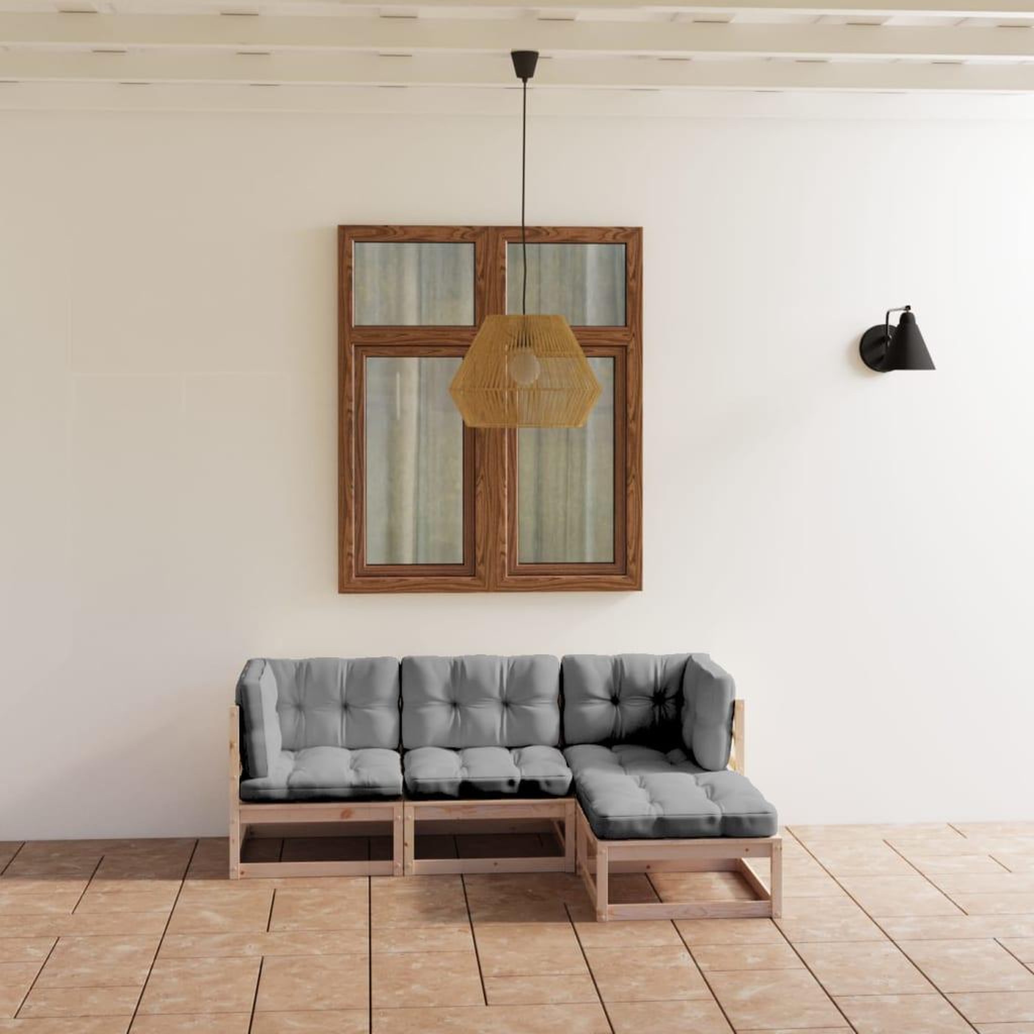 Voir la diapositive 1 : VIDAXL Salon de jardin 4 pcs avec coussins Bois de pin massif