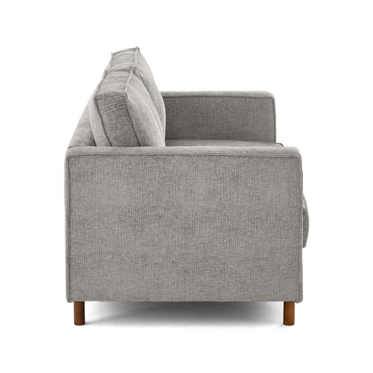 LISA DESIGN Jake - canapé droit 2 places en tissu velours relief - pieds en bois foncé