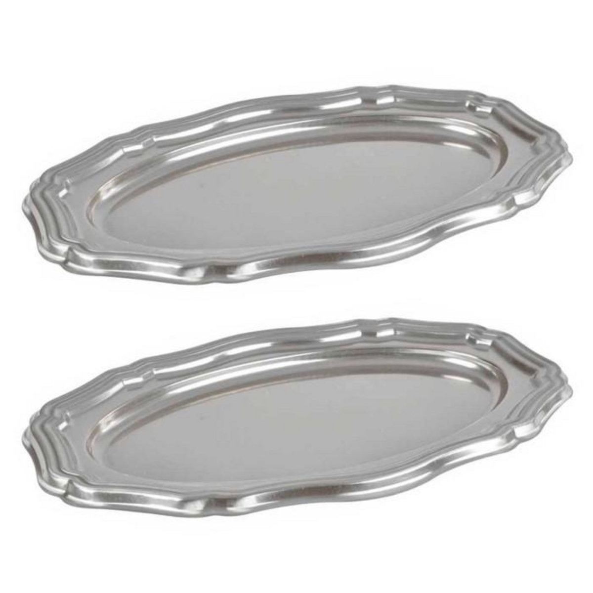 Paris Prix Lot de 2 Plateaux Déco  Louis XV  40cm Argent