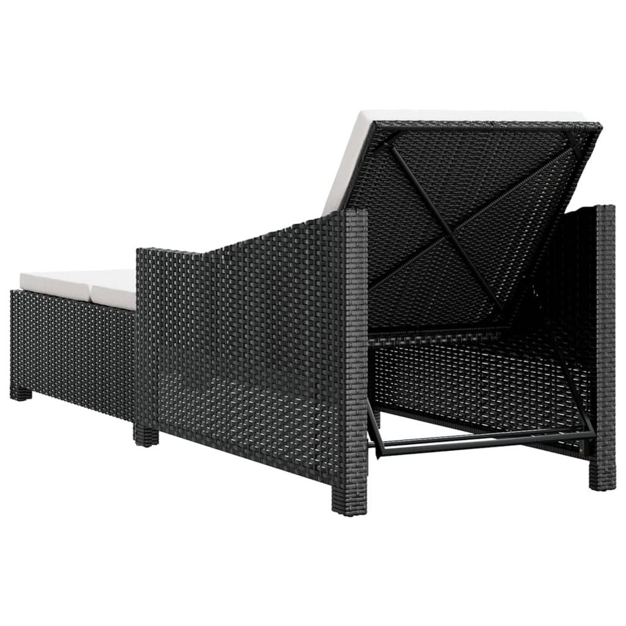 Voir la diapositive 4 : VIDAXL Chaise longue avec coussin blanc creme Resine tressee Noir
