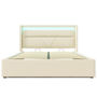 Voir la diapositive 5 : MERAX Lit coffre avec sommier et LED PU