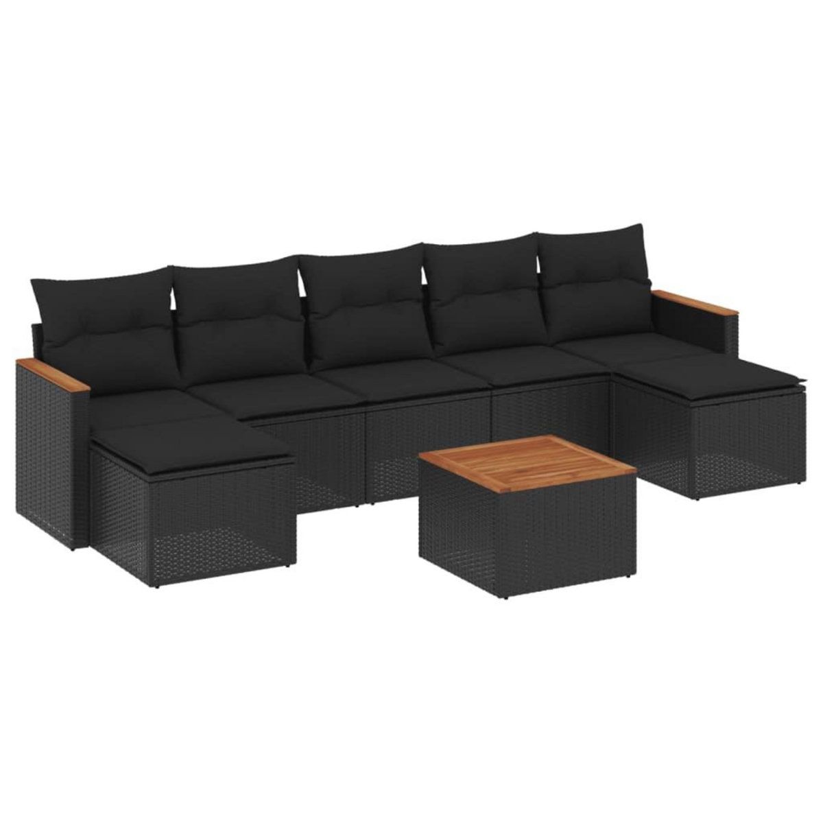 VIDAXL Salon de jardin 8 pcs avec coussins noir resine tressee