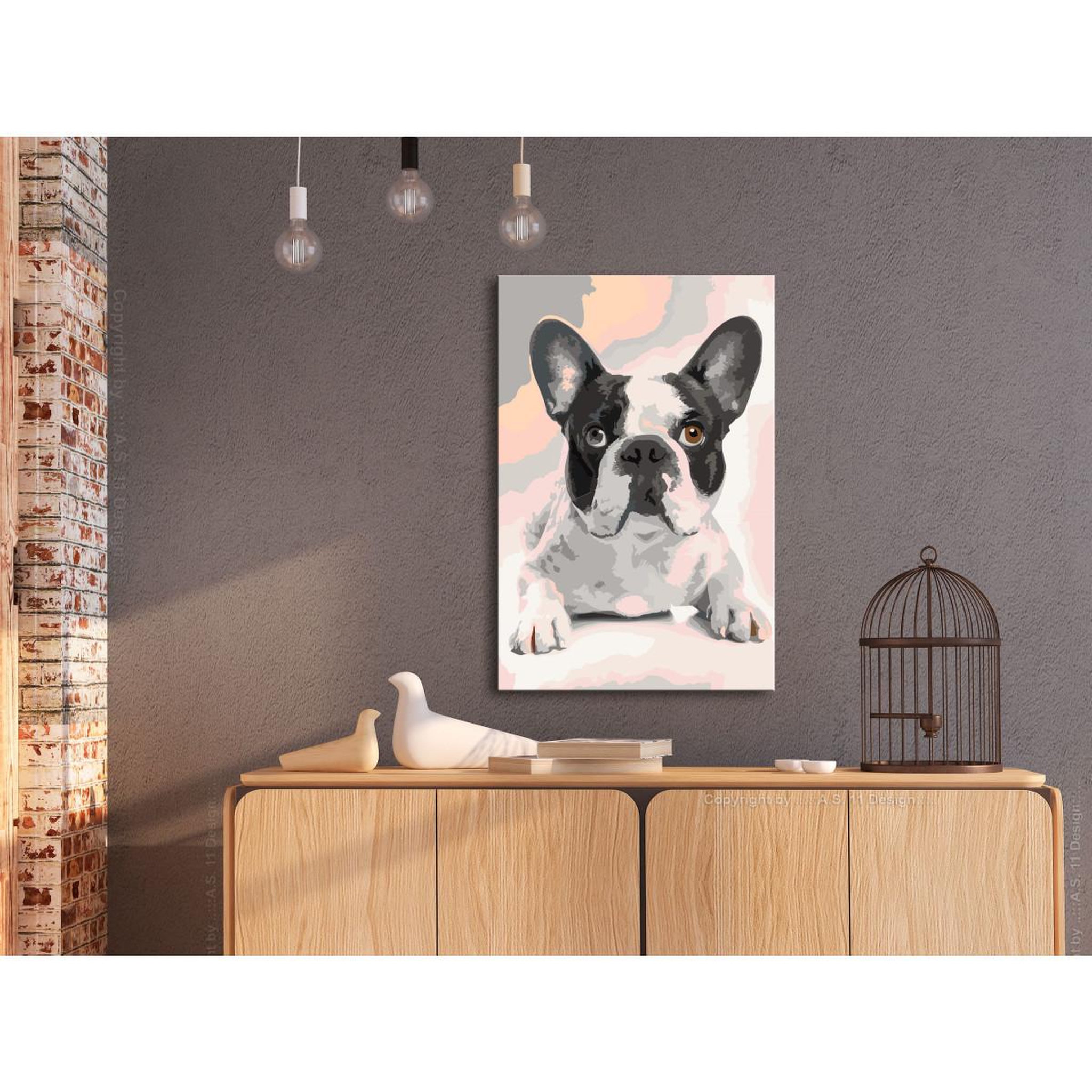 Voir la diapositive 2 : Paris Prix Tableau à peindre soi-même  bouledogue français  40x60cm