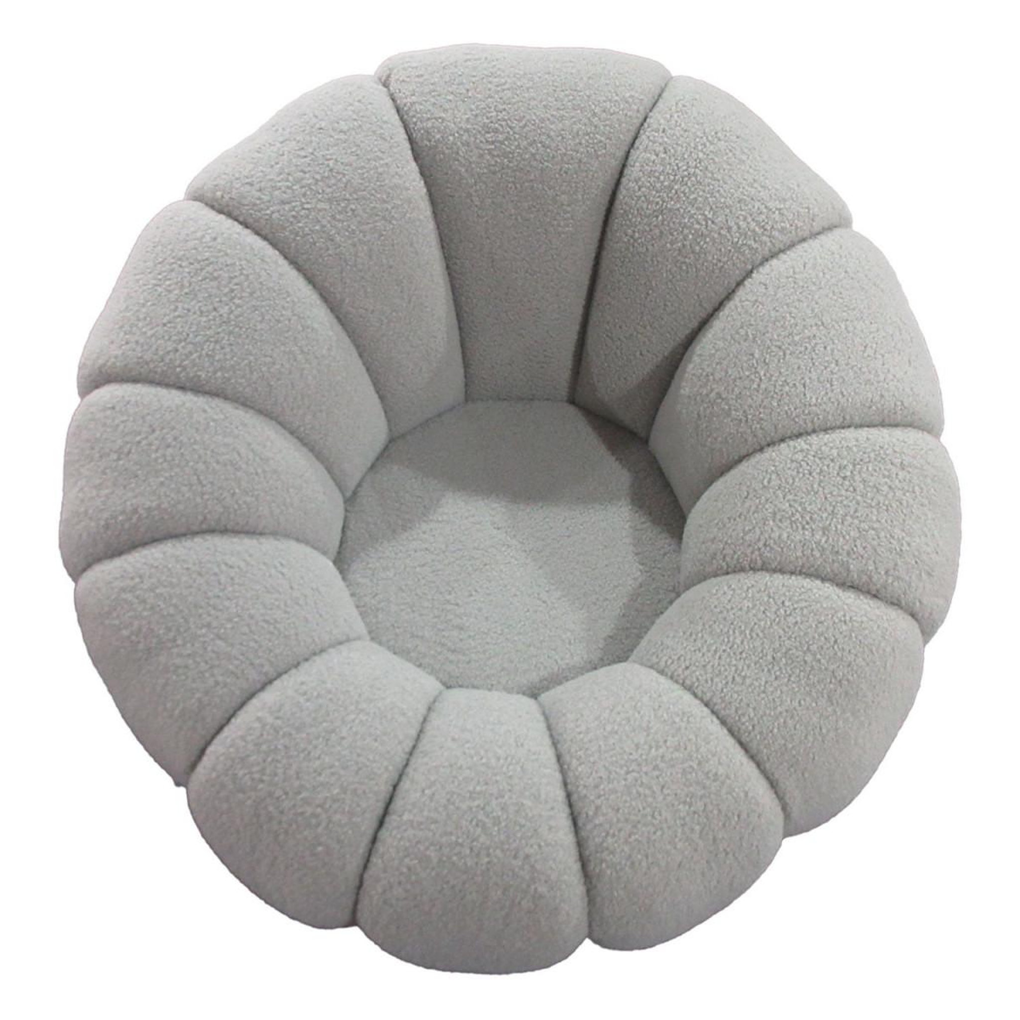 Voir la diapositive 3 : Paris Prix Fauteuil coquillage tournant  bouclette  98cm gris