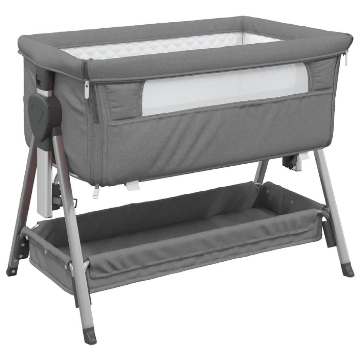 VIDAXL Lit pour bebe avec matelas Gris fonce Tissu de lin