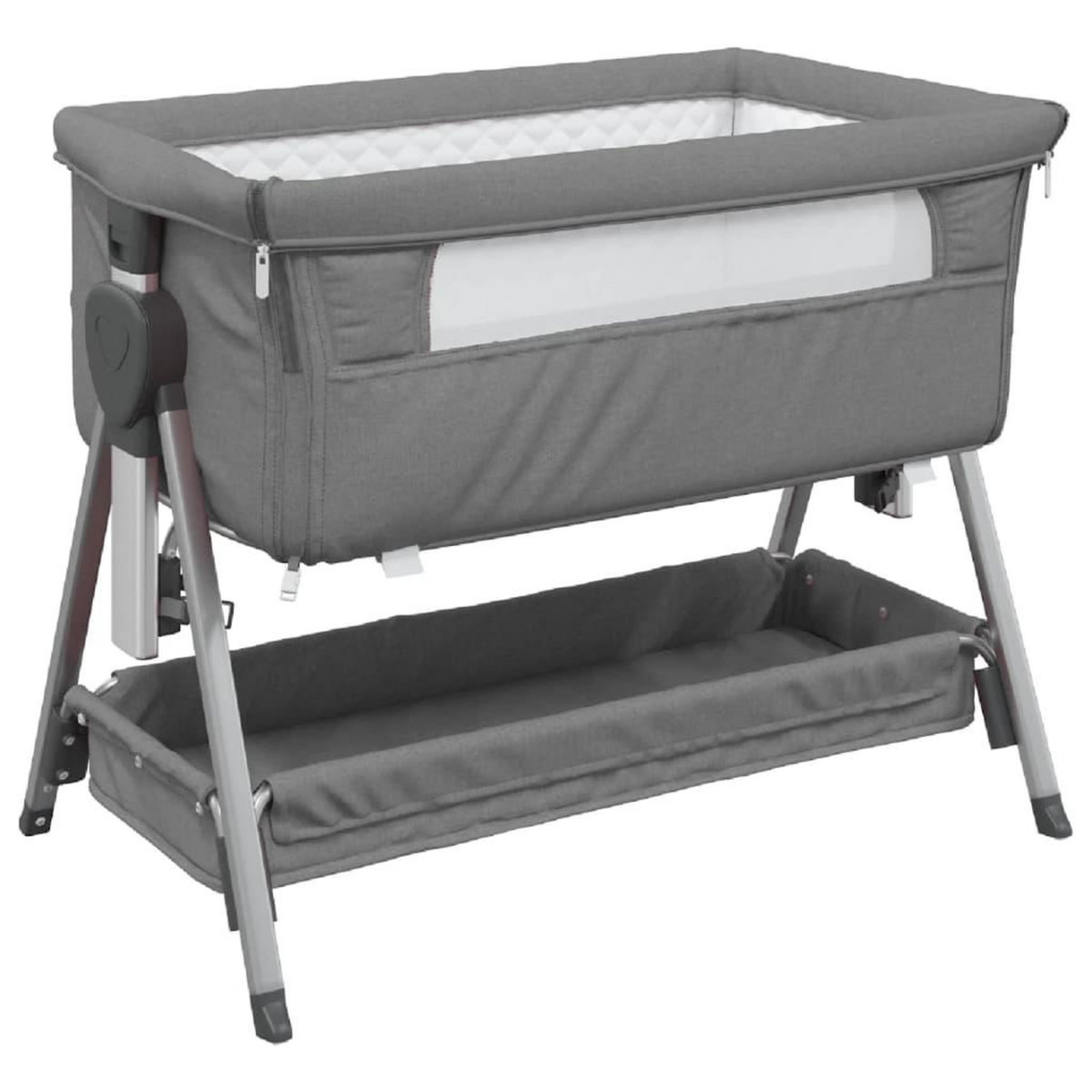 VIDAXL Lit pour bebe avec matelas Gris fonce Tissu de lin