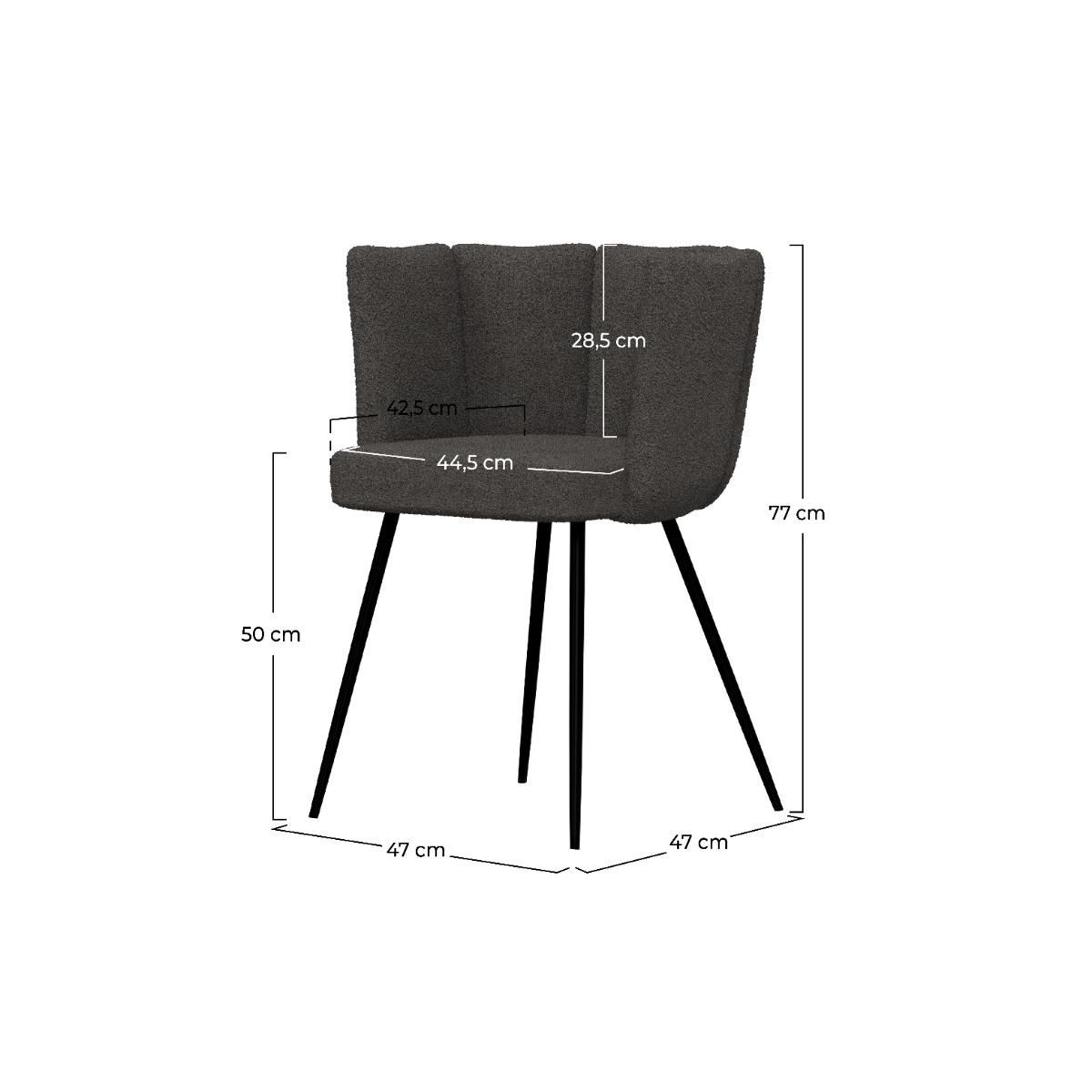 Rendez vous déco Lot de 2 chaises en tissu bouclé beige et pieds en métal - Cosette