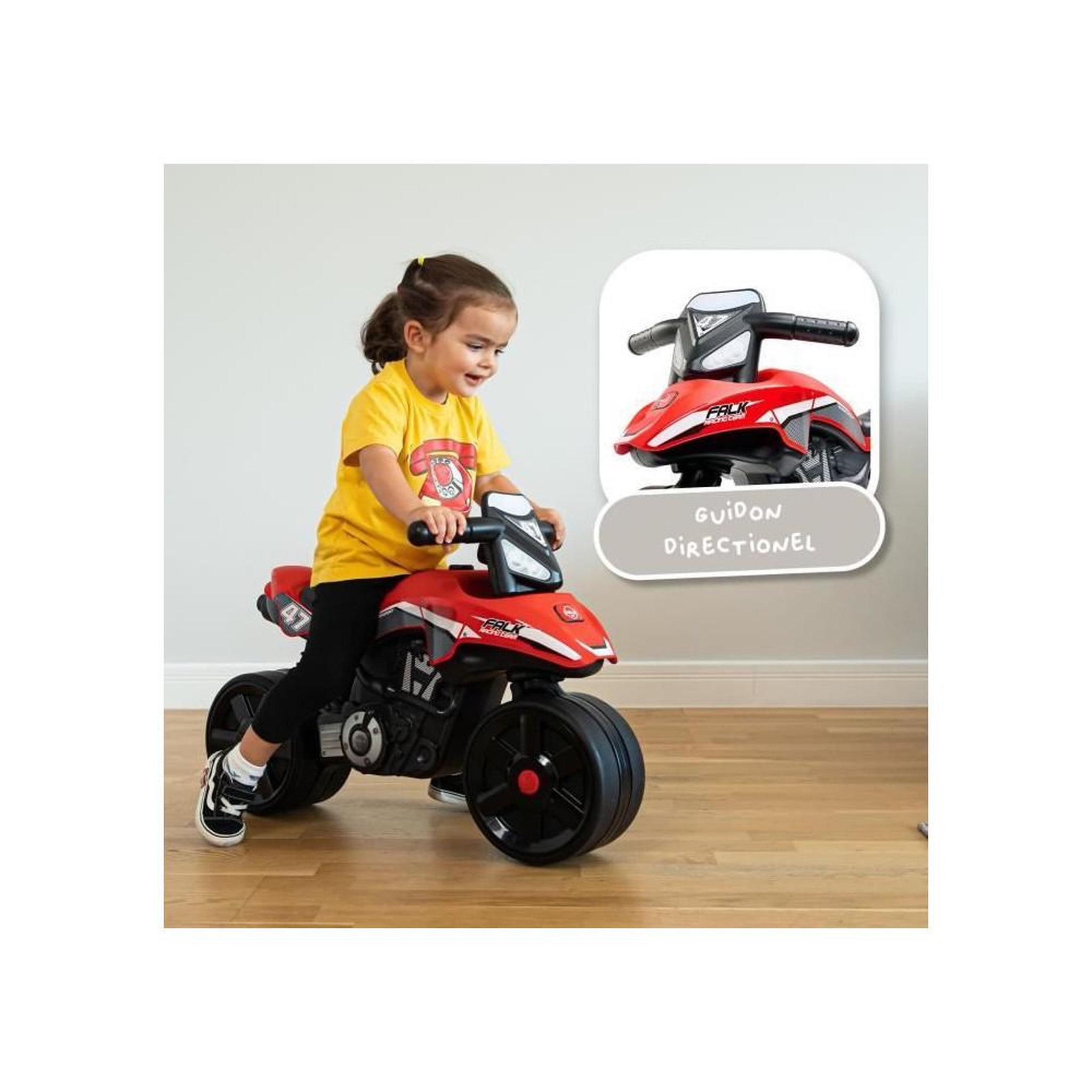 FALK Draisienne Moto Racing Team - FALK - Larges roues et Guidon directionnel - Fabriqué en France - 40% de plastique recyclé - Des