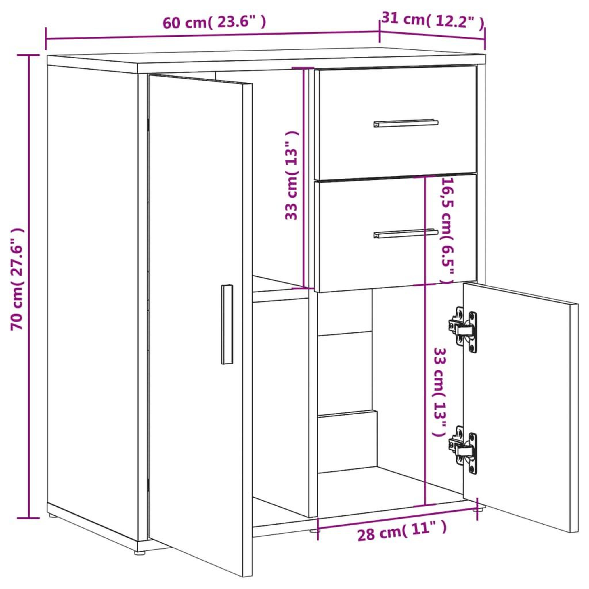 Voir la diapositive 6 : VIDAXL Buffet blanc 60x31x70 cm bois d'ingenierie