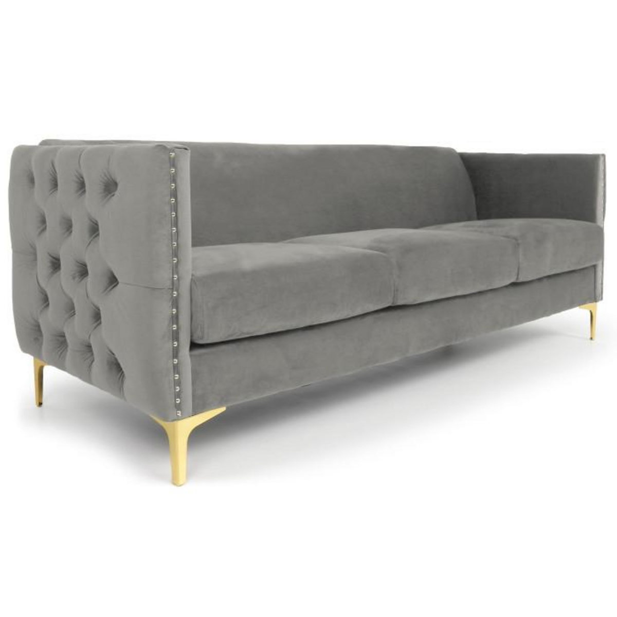 Paris Prix Canapé 3 Places en Velours  Suez  204cm Argent