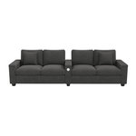 MERAX Canapé droit fixe 4 places tissu. Coloris disponibles : Gris, Beige