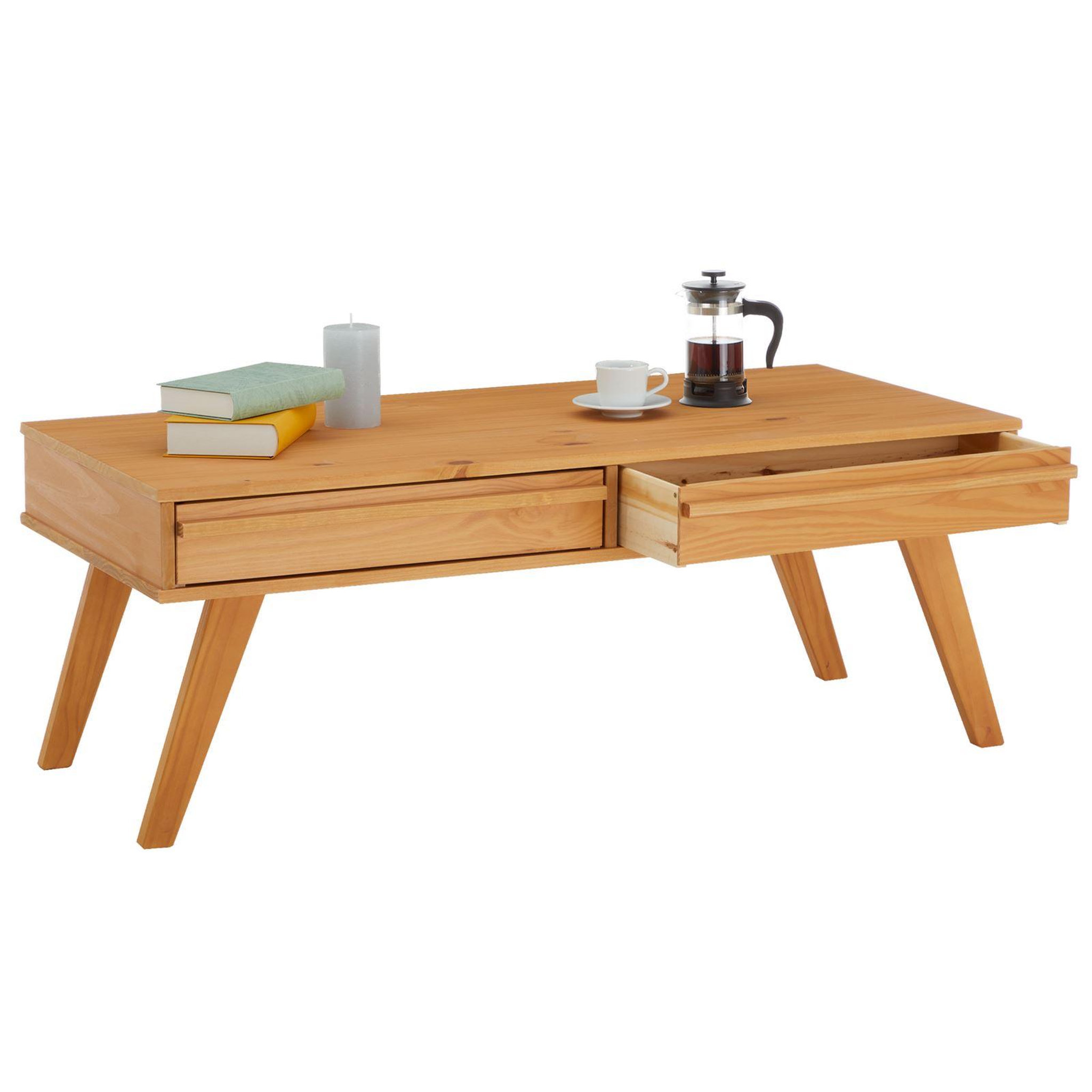 Voir la diapositive 4 : IDIMEX Table basse jona avec 2 tiroirs, en pin massif