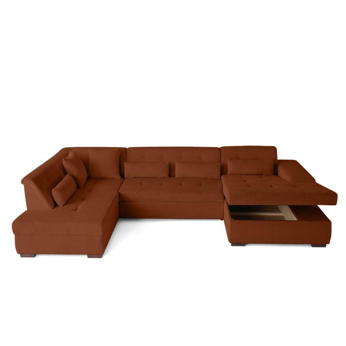 LISA DESIGN Vermont - canapé panoramique d'angle gauche - 7 places - convertible avec coffre - en velours côtelé
