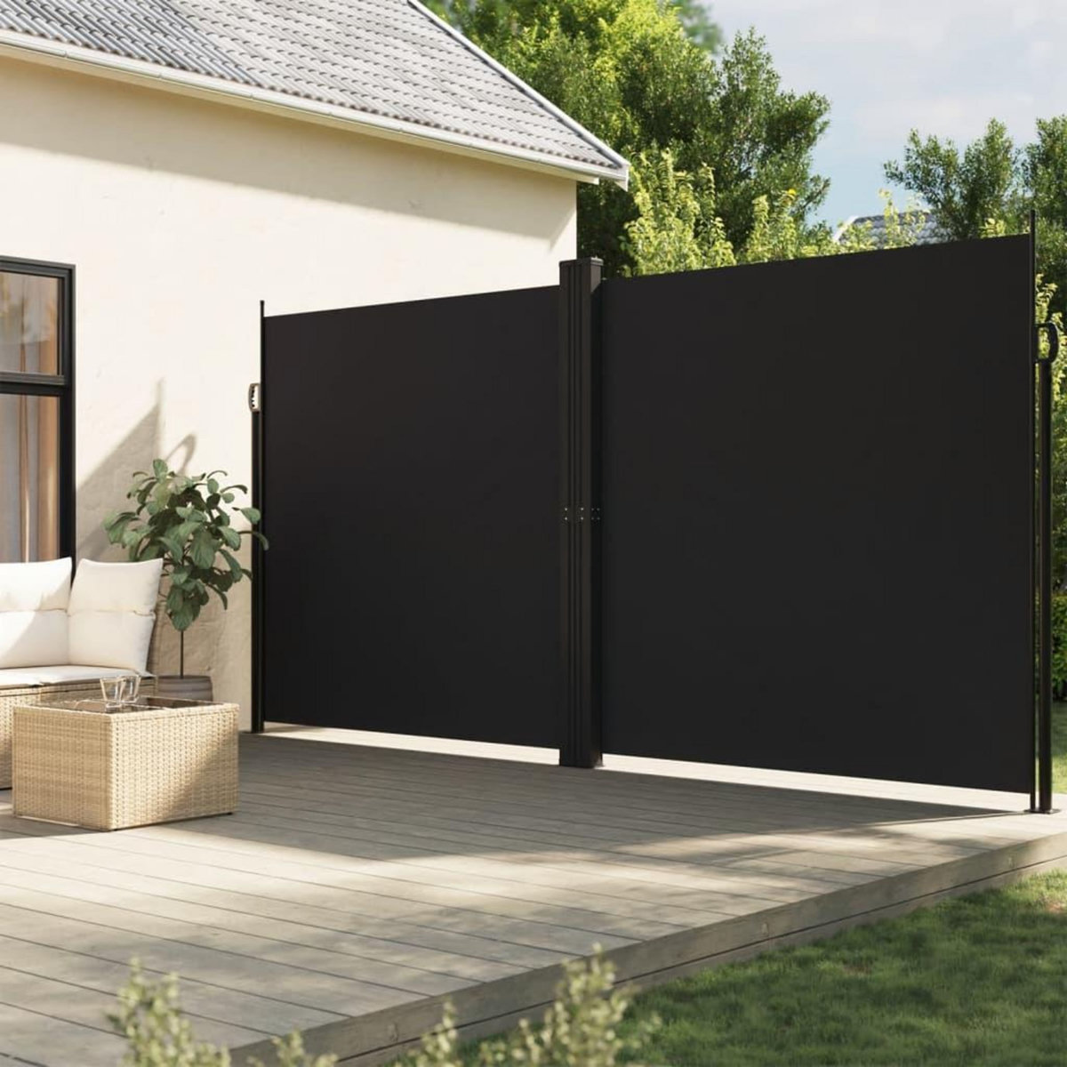 VIDAXL Auvent lateral retractable Noir 200x1200 cm