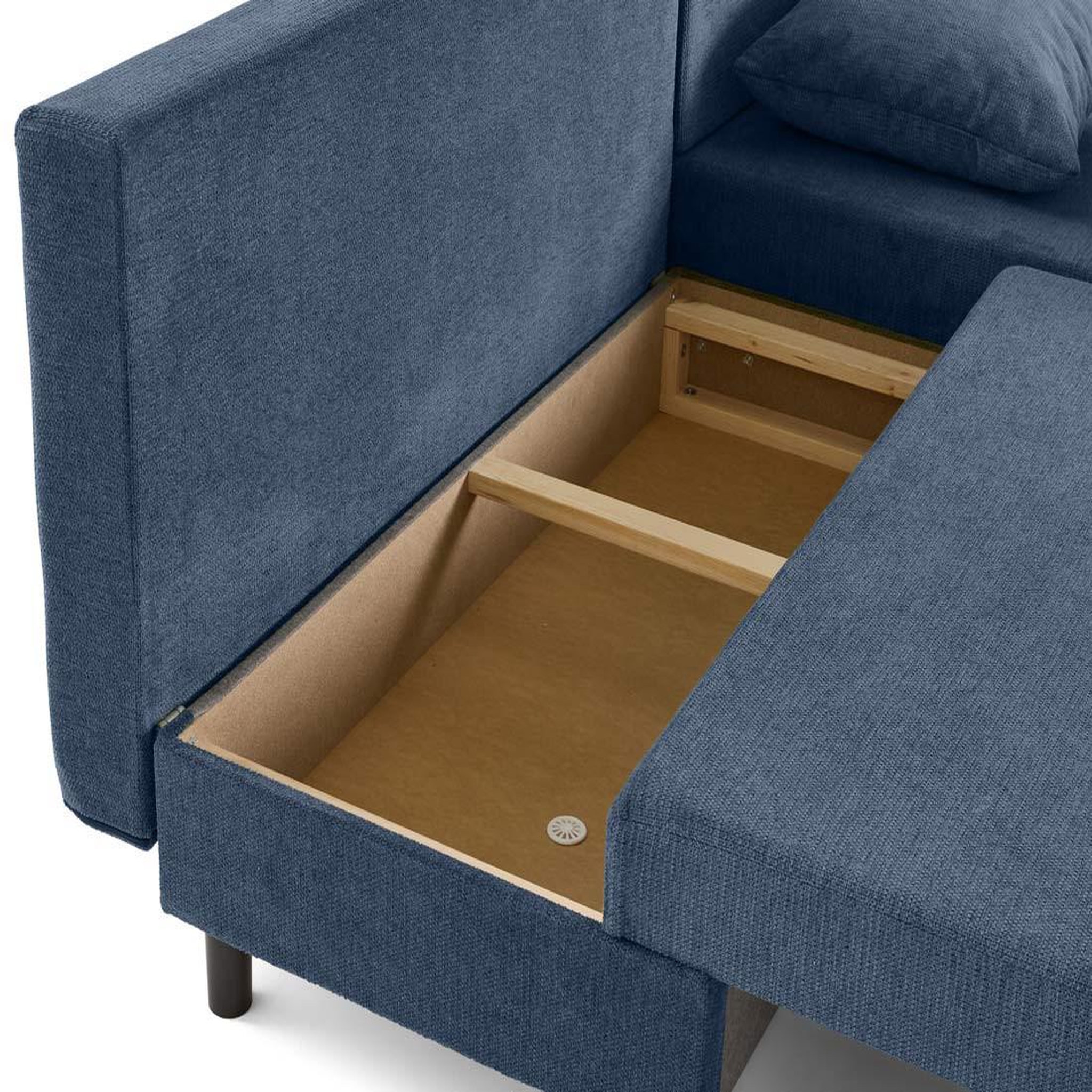 Voir la diapositive 4 : BEST MOBILIER Gloria - canapé d'angle réversible 4 places convertible avec coffre en tissu texturé