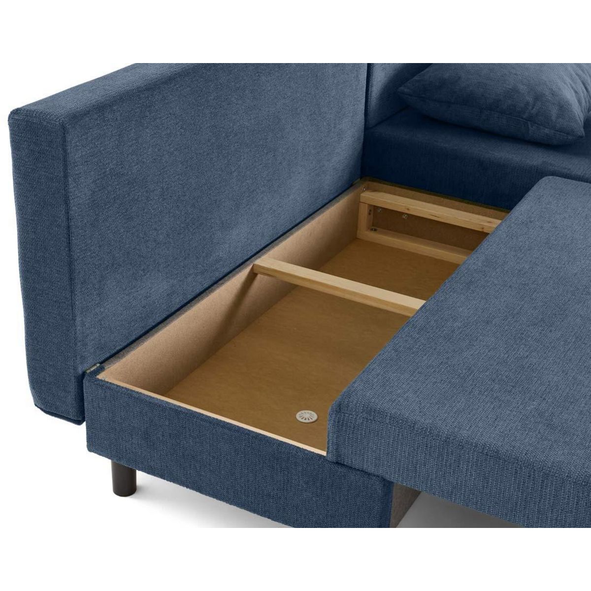 BEST MOBILIER Gloria - canapé d'angle réversible 4 places convertible avec coffre en tissu texturé