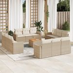 VIDAXL Salon de jardin avec coussins 13 pcs beige resine tressee