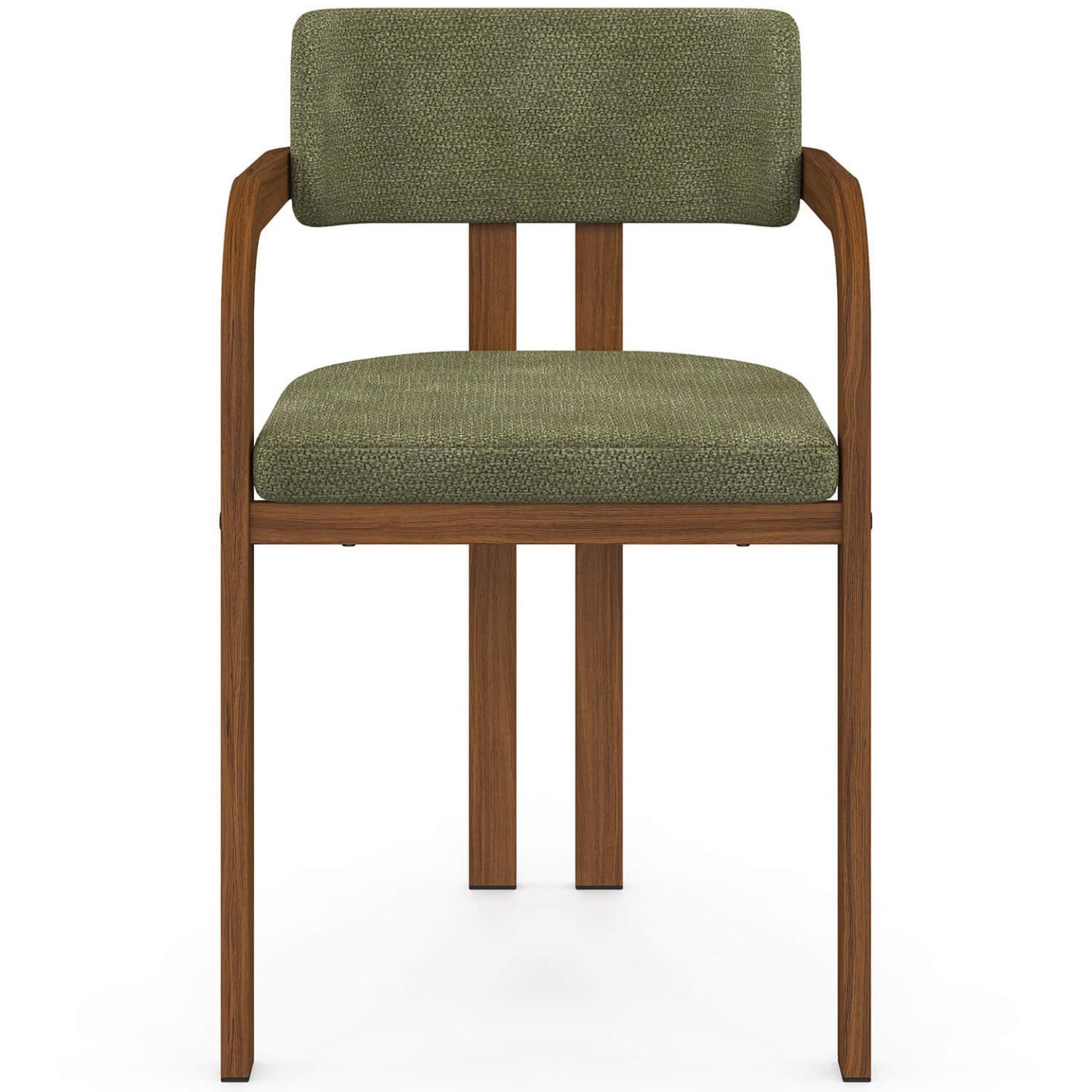 Voir la diapositive 3 : ID MARKET Lot de 4 chaises de salle à manger, fauteuils de table esma en métal effet noyer et tissu chenille vert avec accoudoirs
