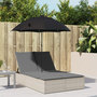 Voir la diapositive 1 : VIDAXL Chaise longue double avec coussins et parasol gris clair rotin