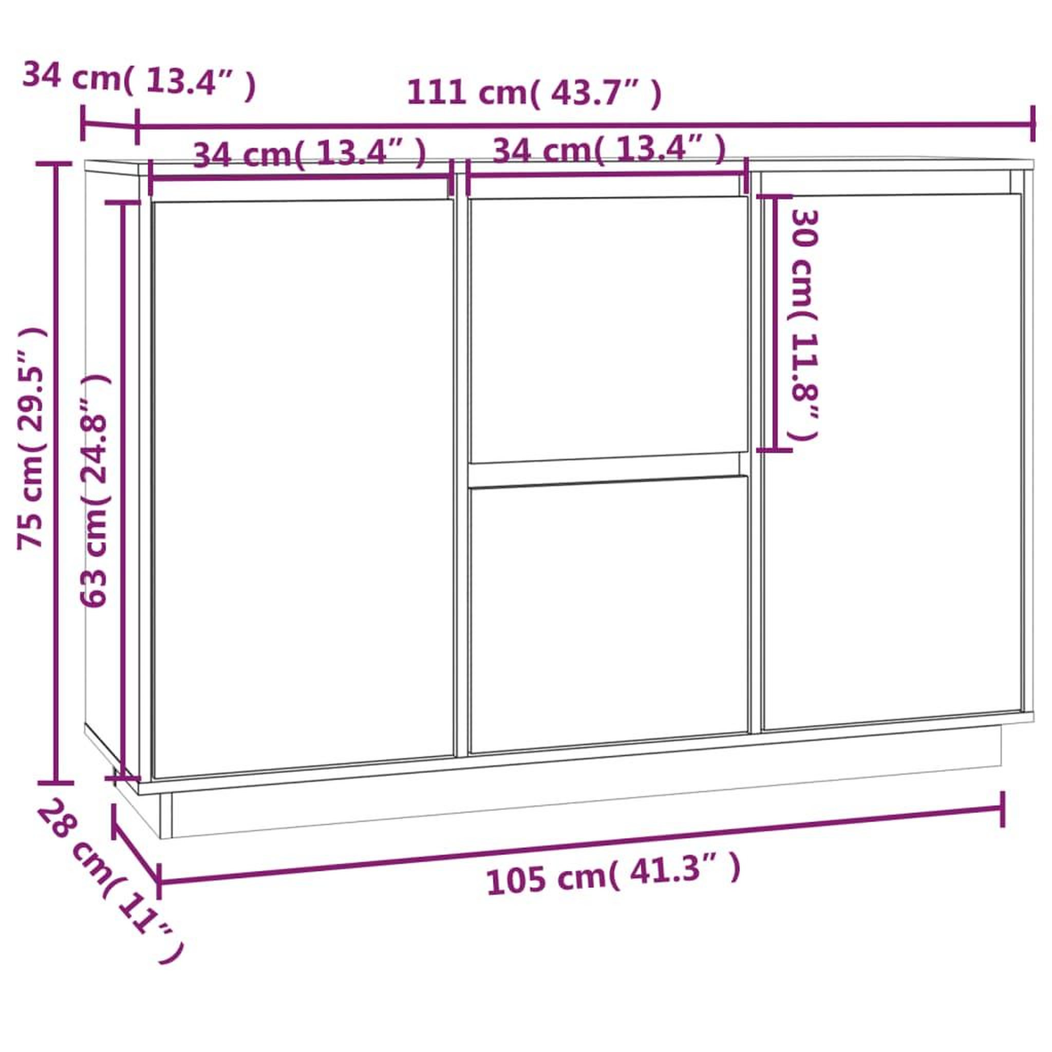 Voir la diapositive 6 : VIDAXL Buffet 111x34x75 cm Bois massif de pin