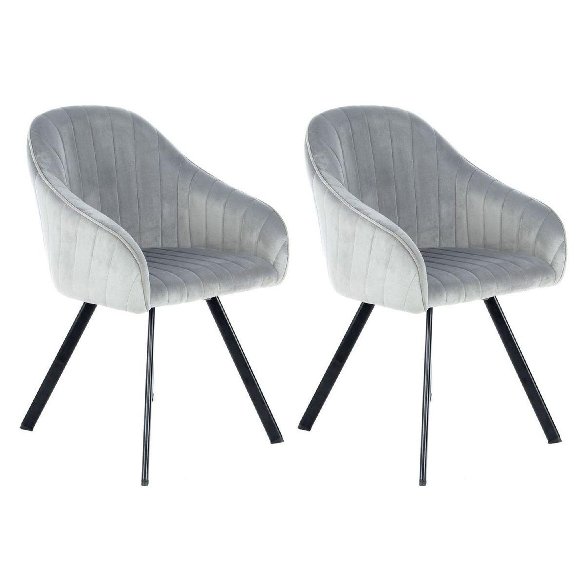 Paris Prix Lot de 2 chaises en velours  jodie  86cm argent