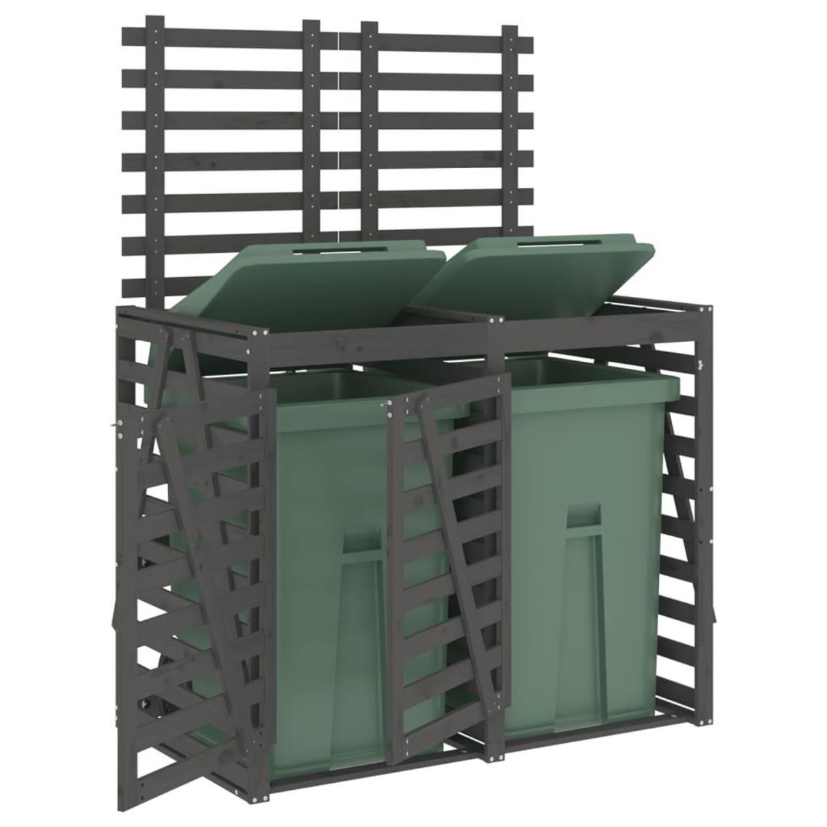 VIDAXL Abri pour poubelle double sur roulettes gris bois massif de pin