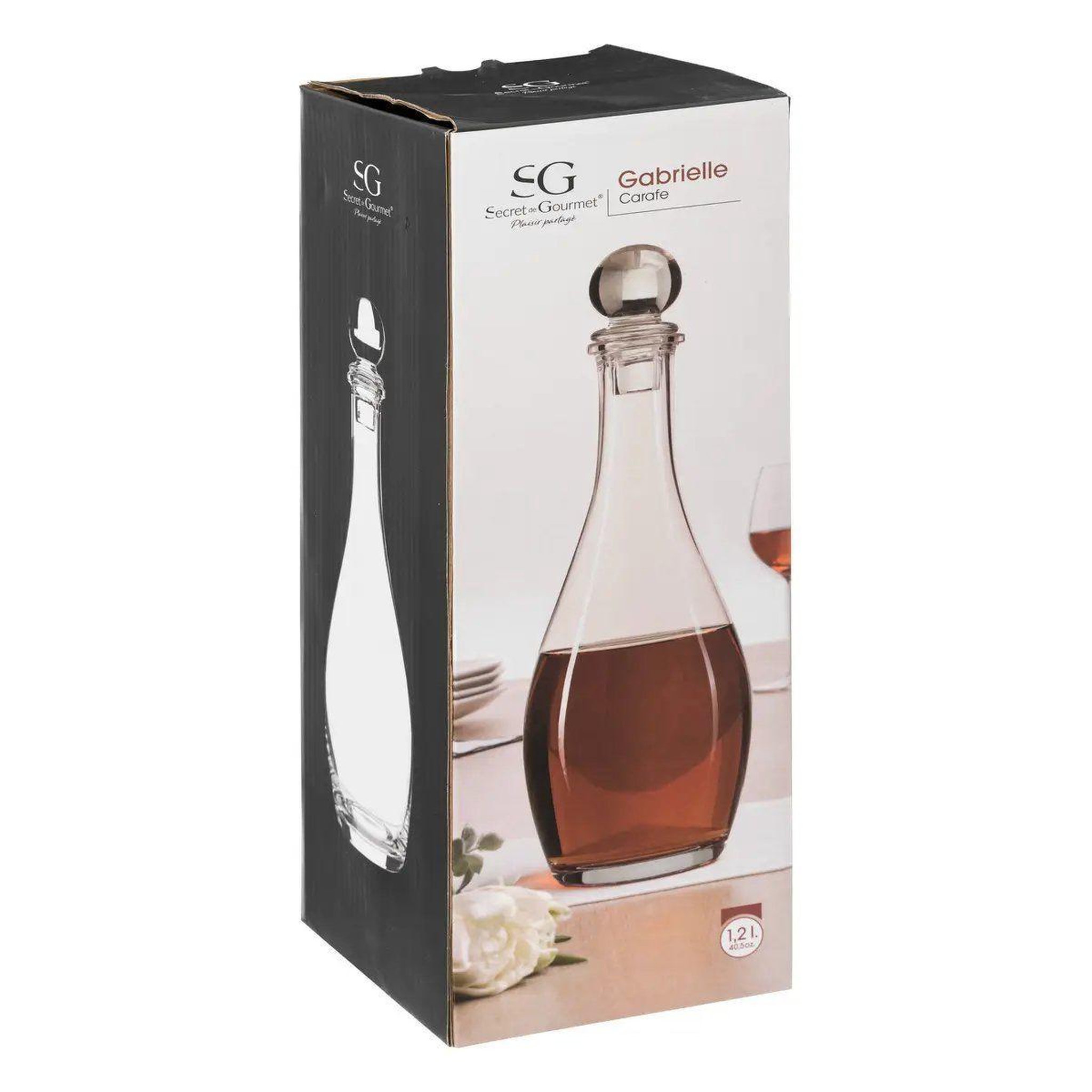Voir la diapositive 3 : SECRET DE GOURMET Carafe en verre  gabrielle  1,2 l transparent