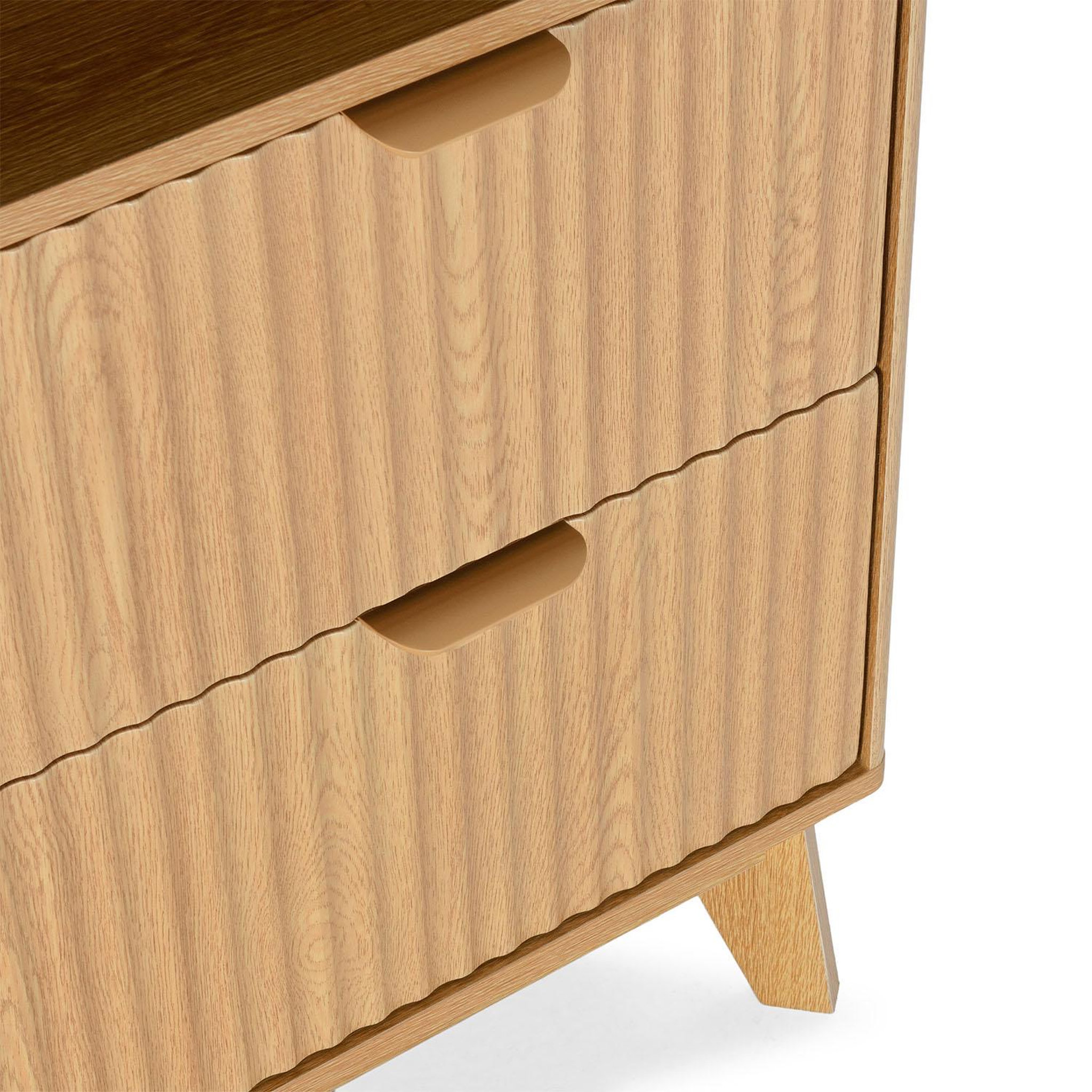 Voir la diapositive 5 : VS VENTA-STOCK Commode Oporto 2 tiroirs 1 étagère effet Chêne