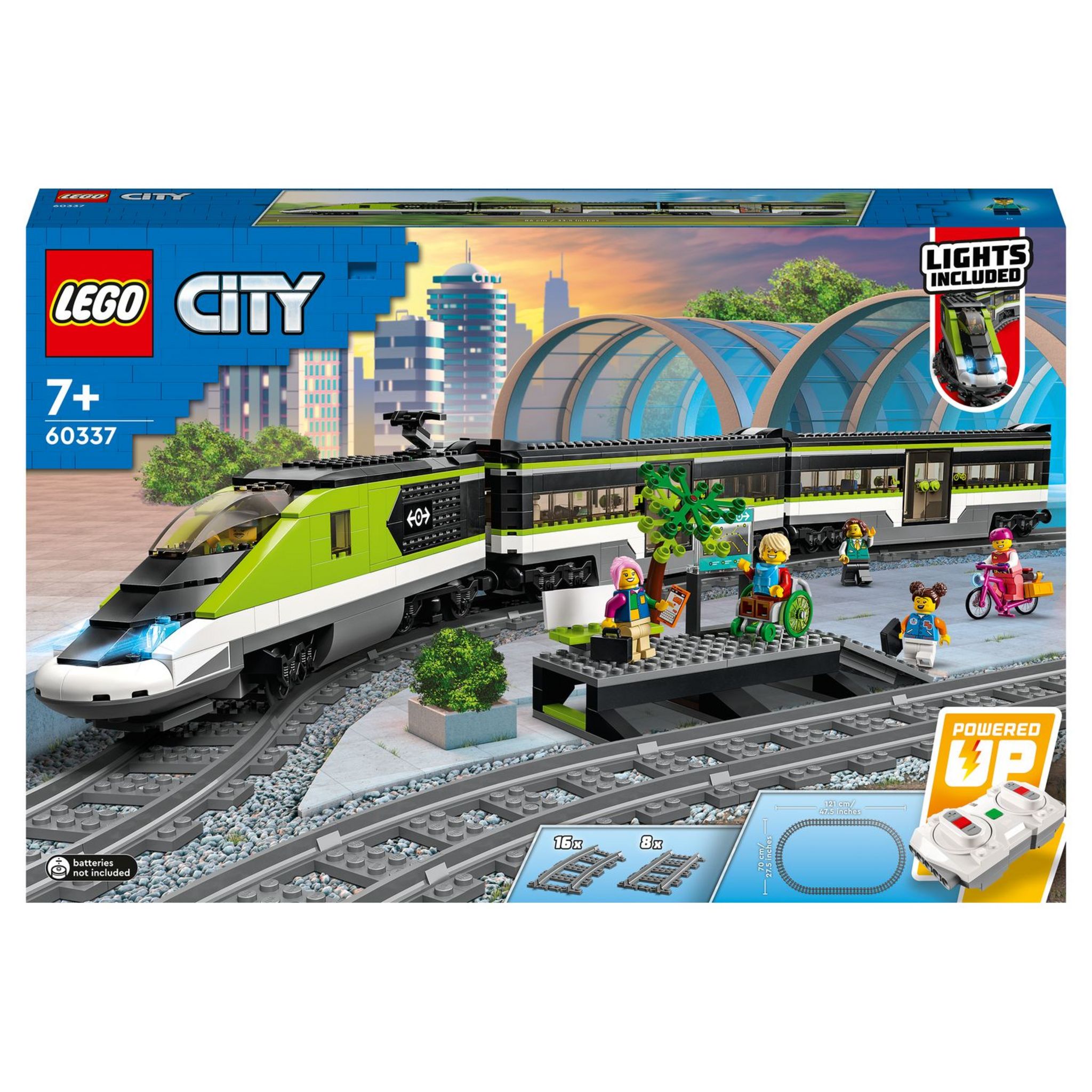 LEGO City 60337 Le Train de Voyageurs Express, Jouet Télécommandé avec Phares Fonctionnels