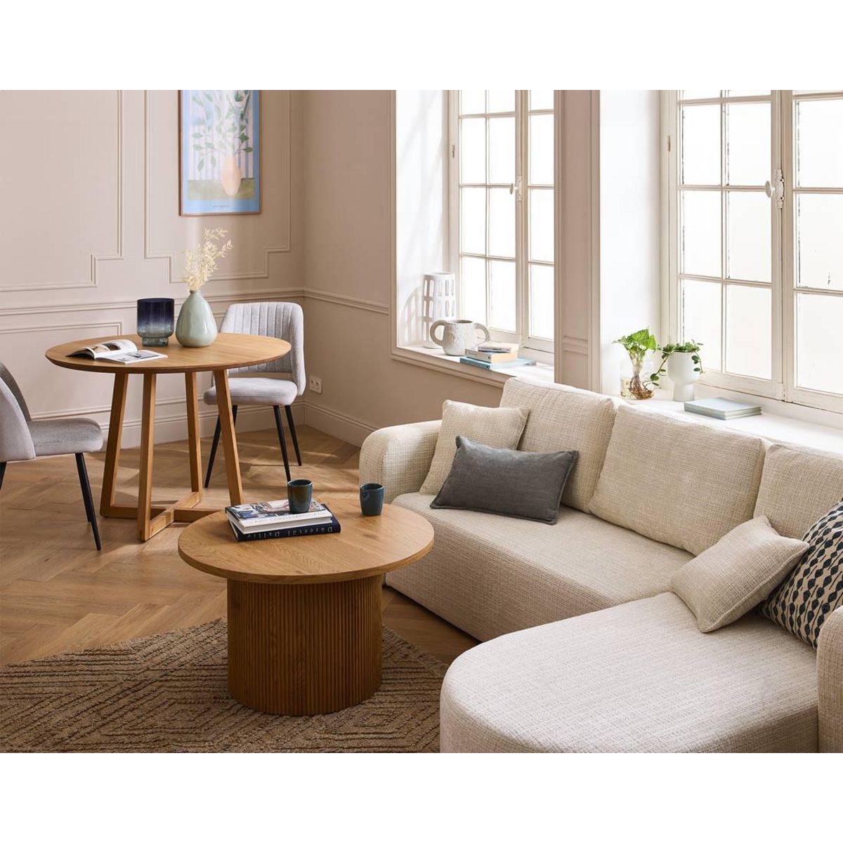 BEST MOBILIER Miro - canapé d'angle réversible - 4 places - convertible avec coffre - en velours texturé