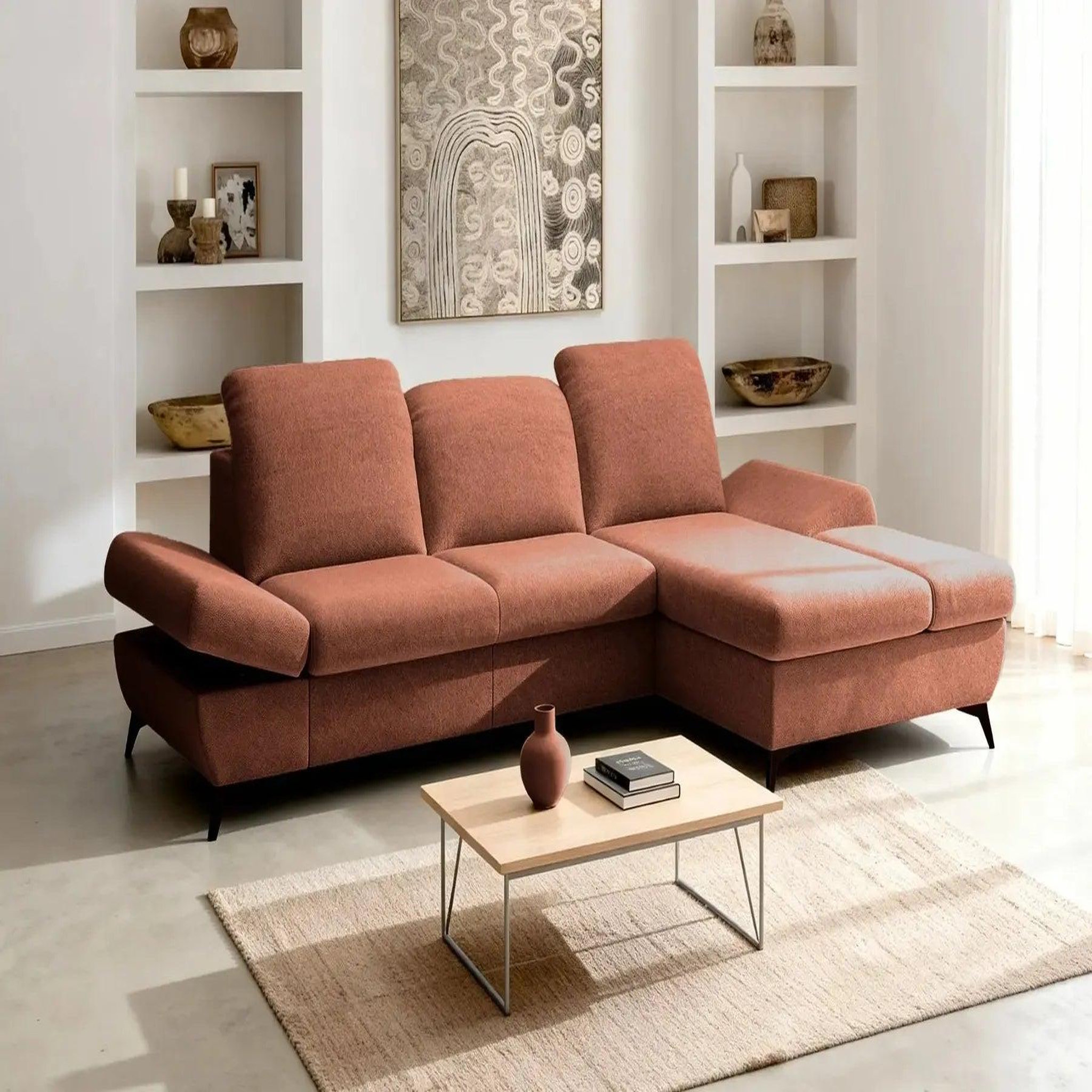 Voir la diapositive 2 : CASANOVA PARIS Livia - canapé d'angle convertible tissu chiné