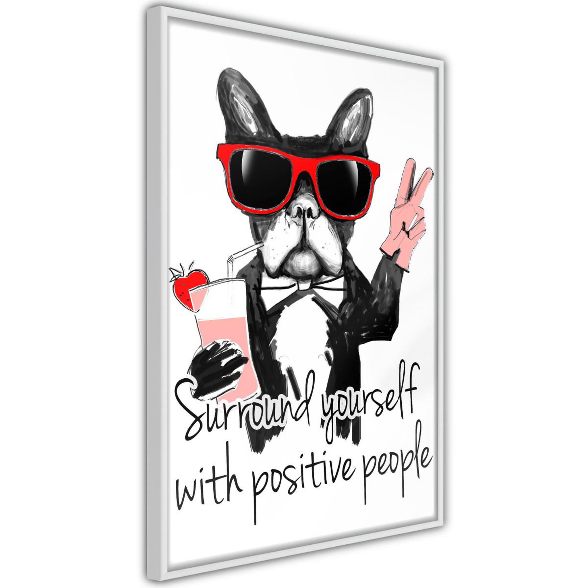 Paris Prix Affiche murale encadrée  positive bulldog