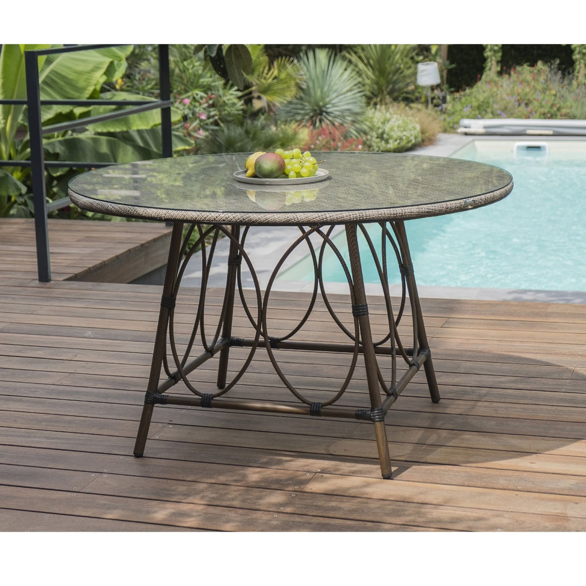 DCB GARDEN Table de jardin - 2/4 places - Aluminium - Marron - USHAIA