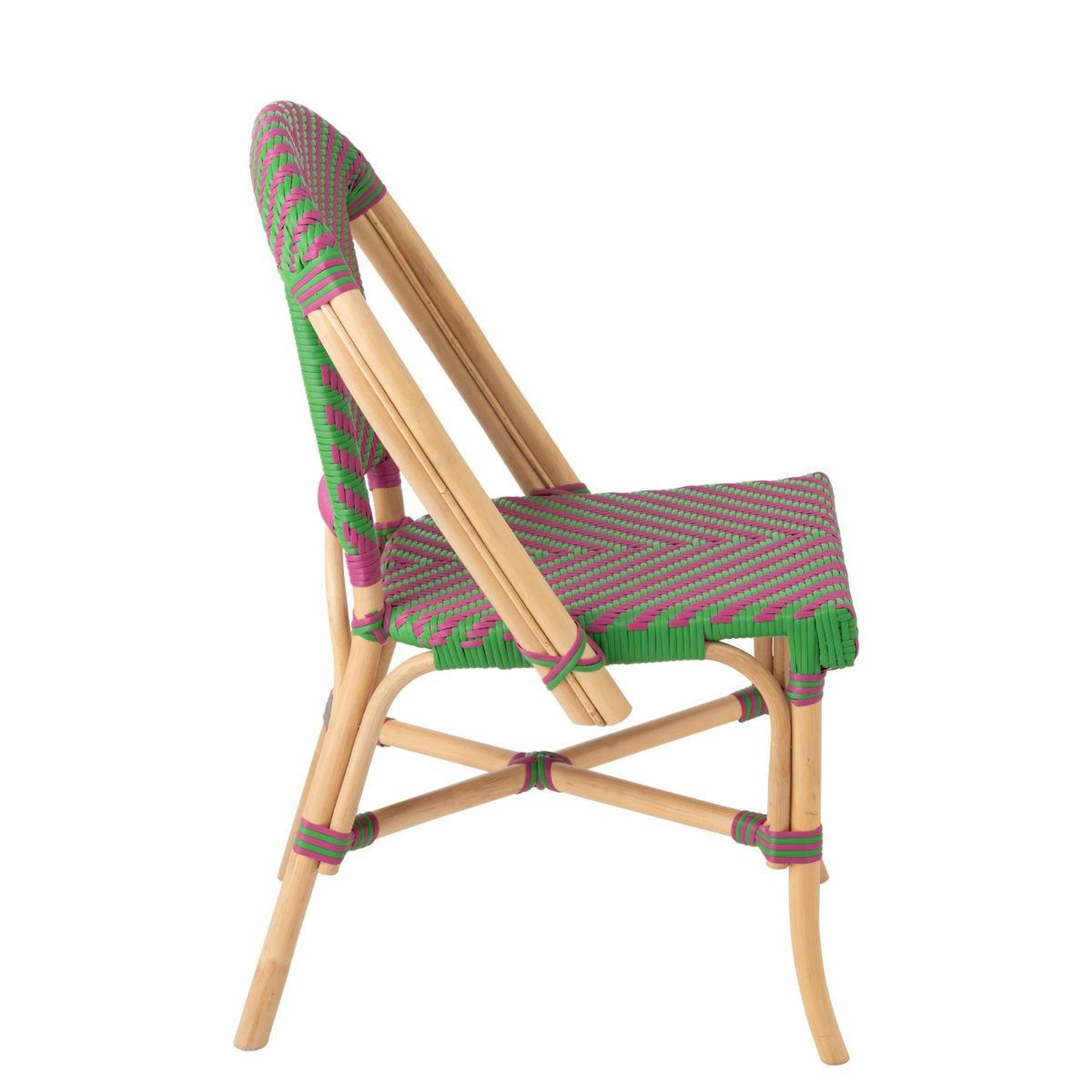 Voir la diapositive 3 : J-LINE Chaise en rotin  geo  86cm rose & vert