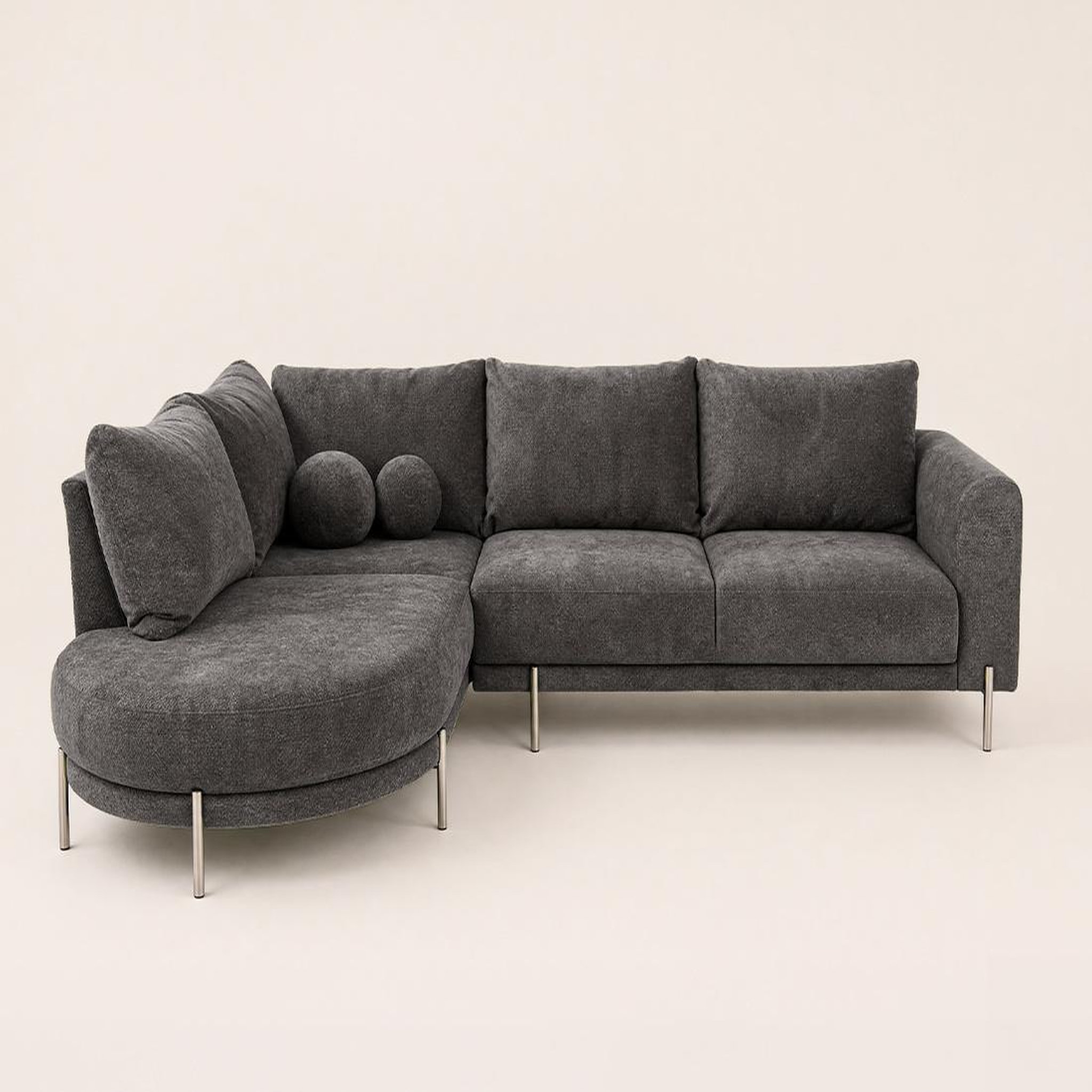 Voir la diapositive 6 : BEST MOBILIER Gabin - canapé d'angle gauche 5 places en velours texturé