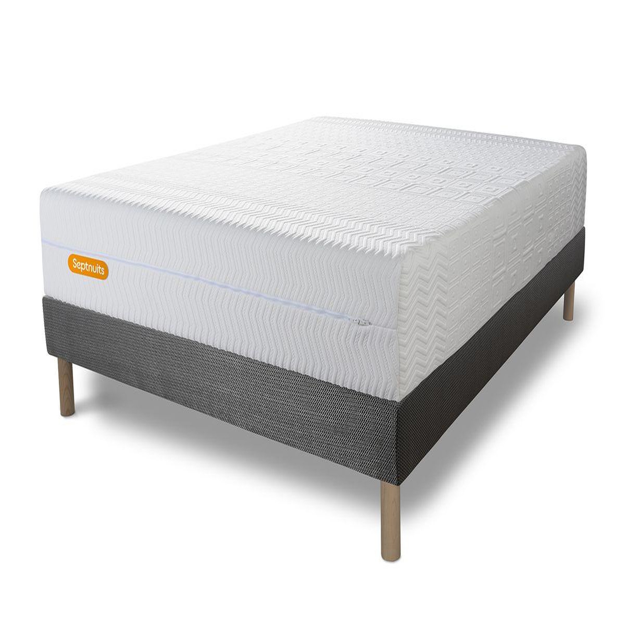 Voir la diapositive 3 : SEPTNUITS Matelas + sommier gris Memo Bio Mousse à mémoire de forme 5 zones de confort Maxi épaisseur Déhoussable