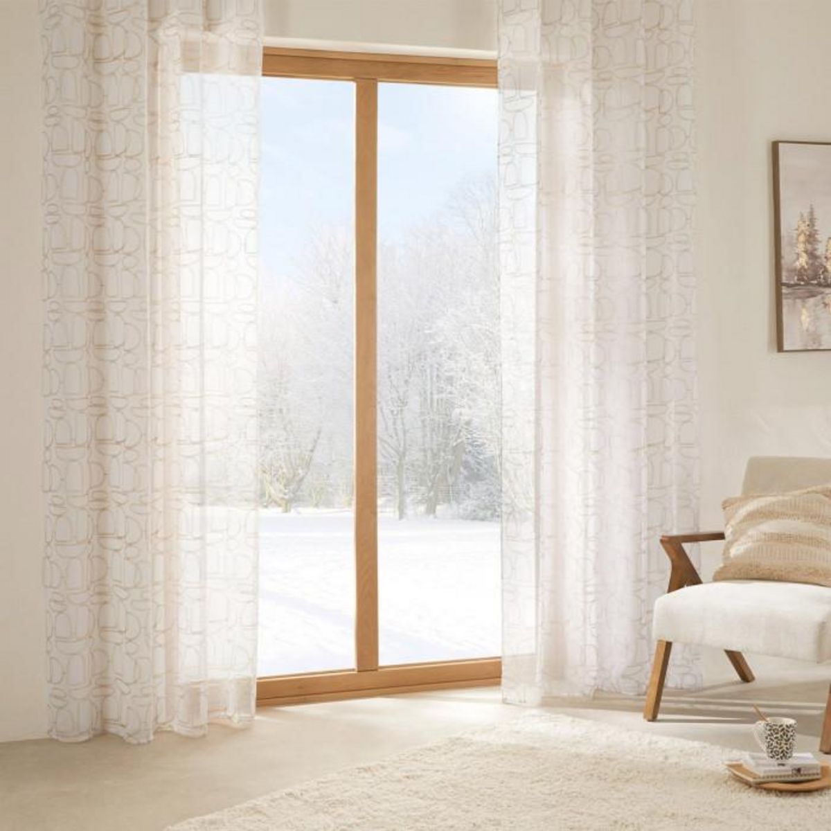 ATMOSPHERA Rideau Voilage Brodé  Hania  140x240cm Beige