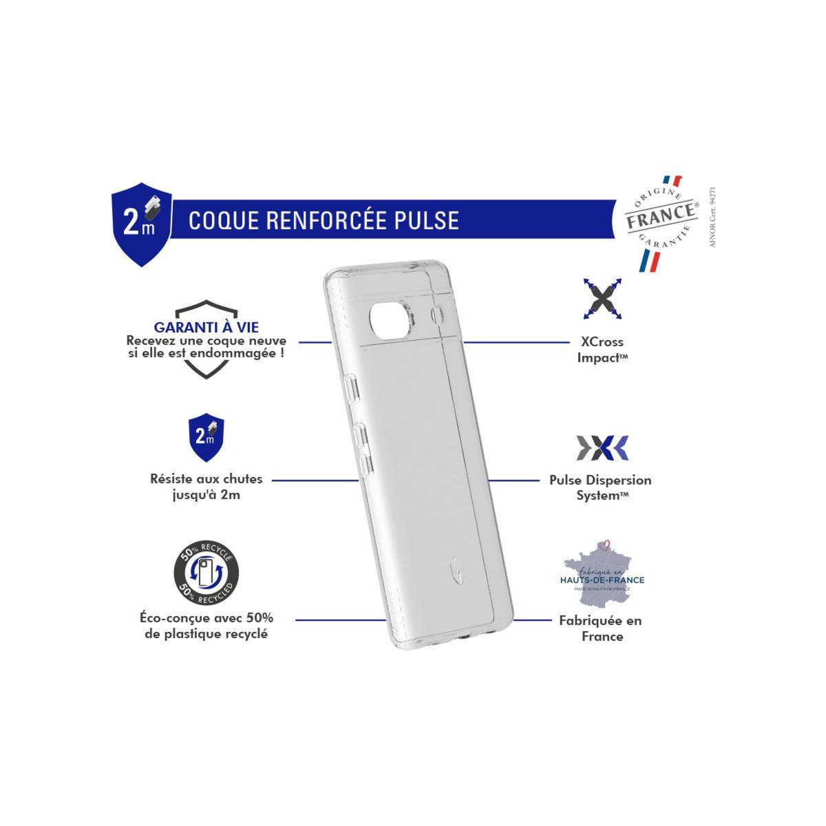 FORCE CASE Coque Google Pixel 7a transparent