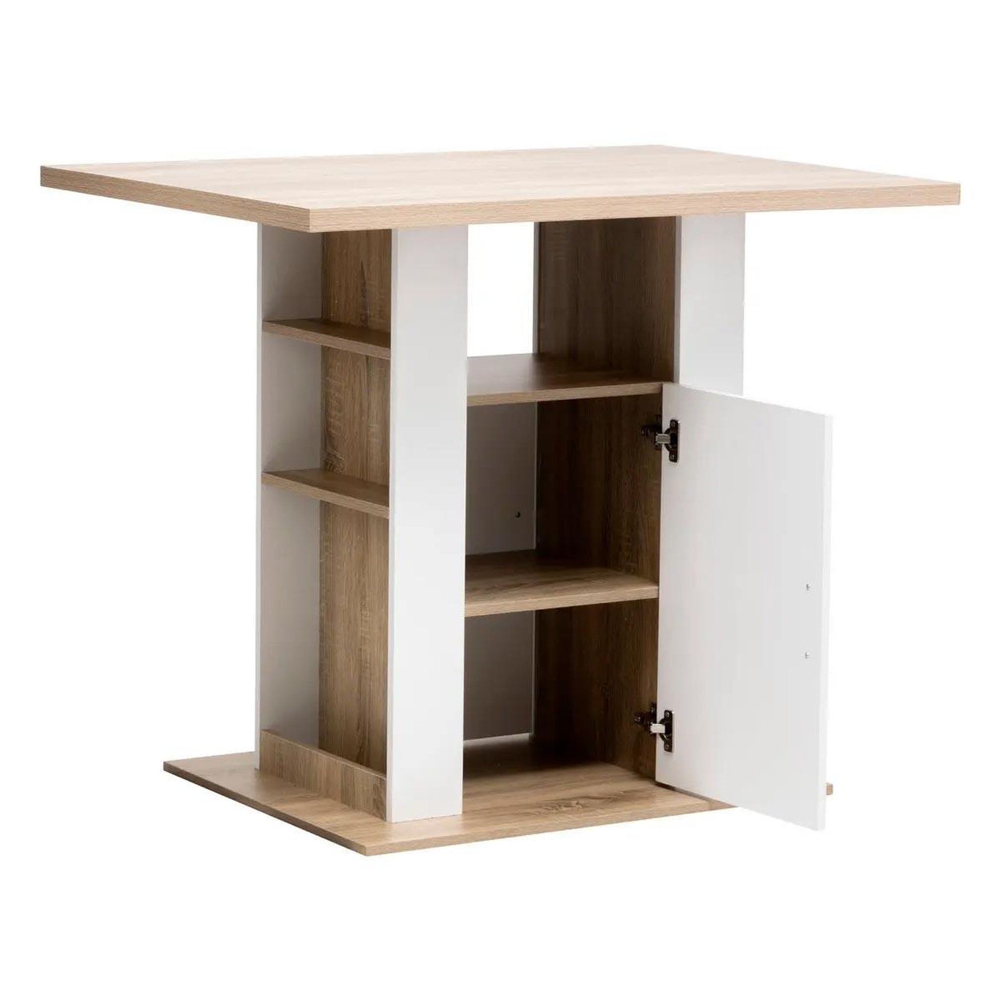 Voir la diapositive 2 : FIVE Ilot de cuisine avec rangement  réversible  110cm naturel & blanc