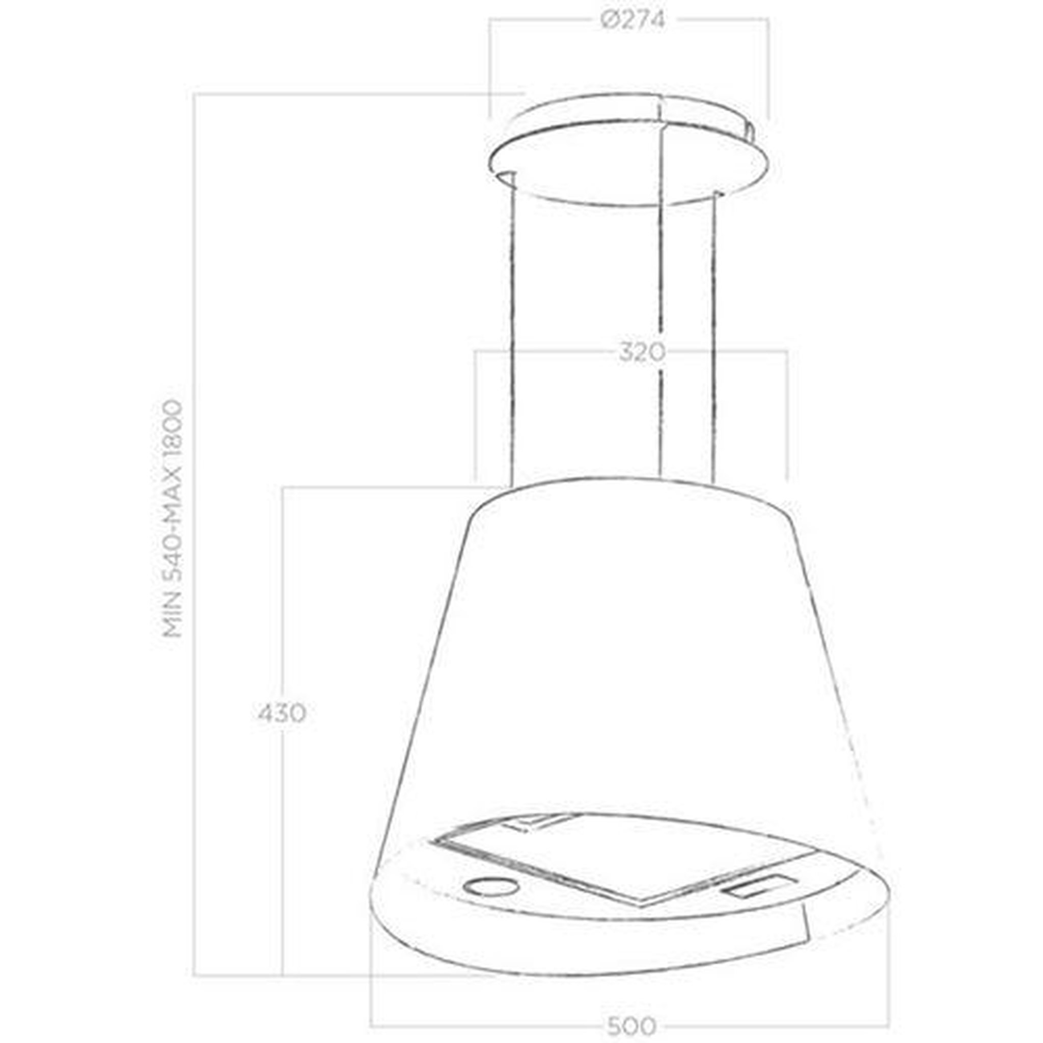 Voir la diapositive 4 : ELICA Hotte décorative îlot 50cm 620m3/h blanc - prf0071972d
