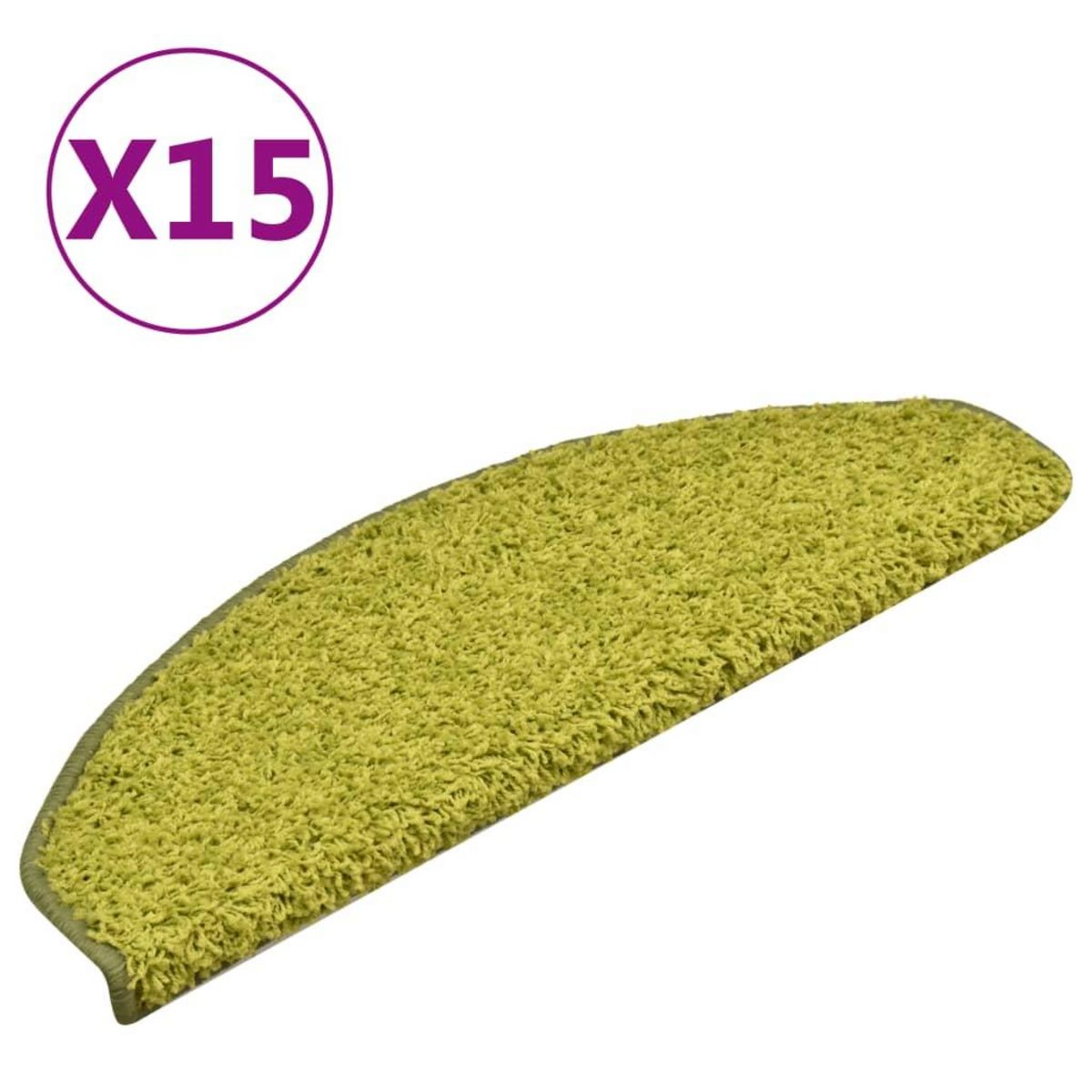 VIDAXL Tapis de marches d'escalier 15 pcs Vert 65x21x4 cm
