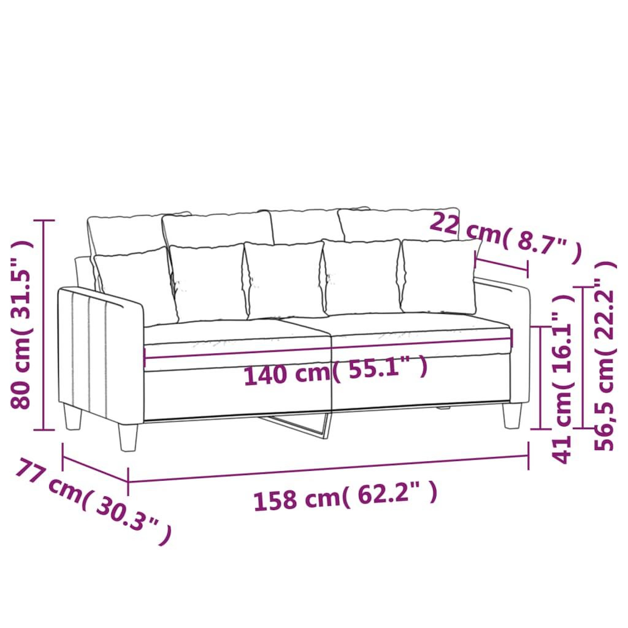 Voir la diapositive 6 : VIDAXL Canape a 2 places Creme 140 cm Tissu