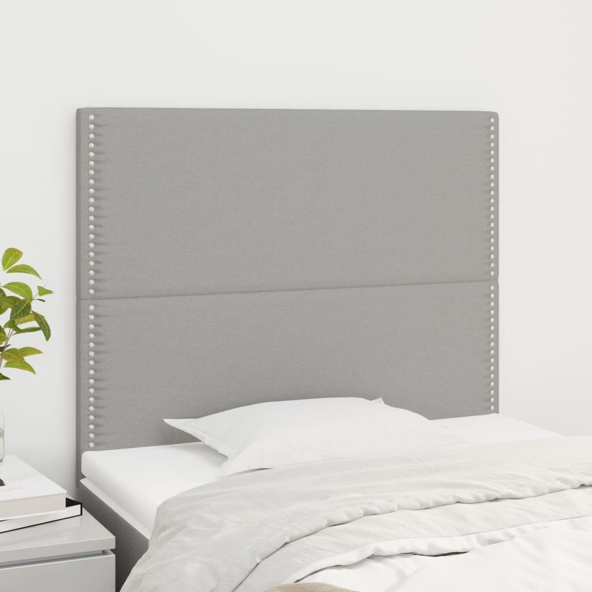 Voir la diapositive 1 : VIDAXL Tetes de lit 2 pcs Gris clair 100x5x78/88 cm Tissu
