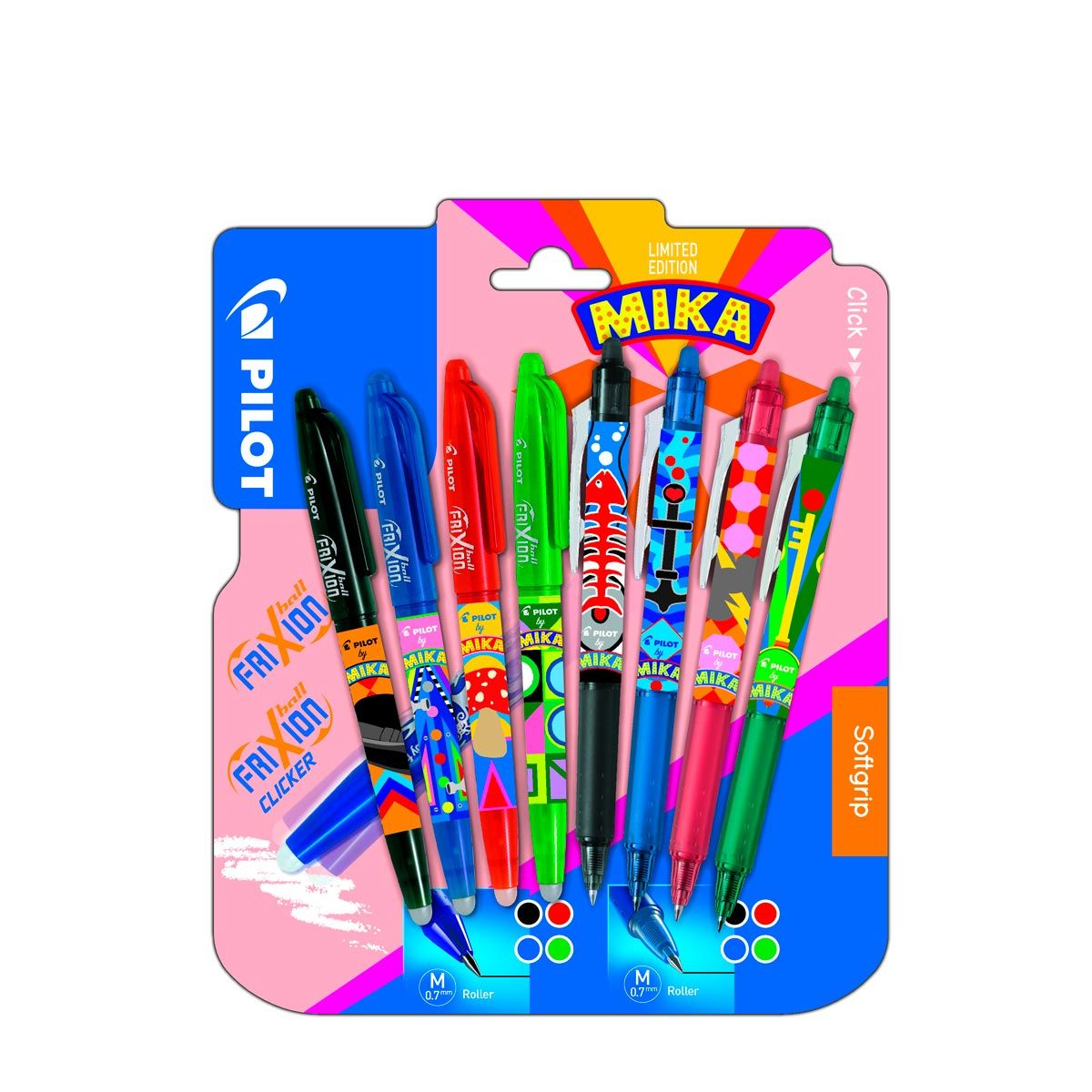 PILOT  Lot de 4 stylos effaçables Frixion ball + 4 Frixion clicker collection Mika