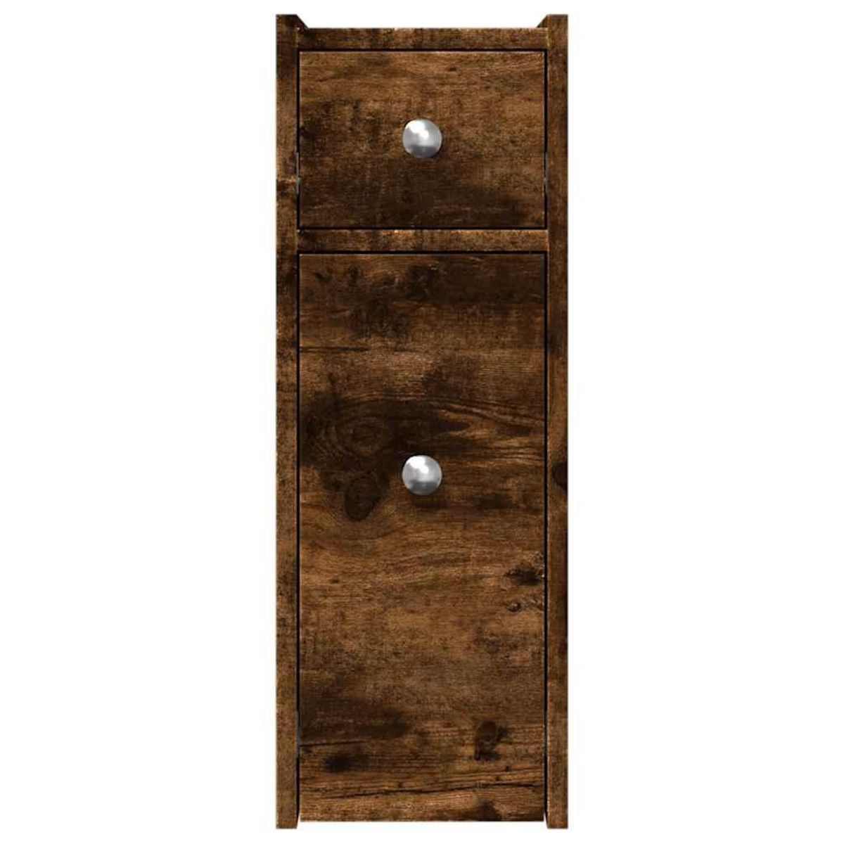 VIDAXL Armoire de salle de bain etroite avec roulettes chene fume