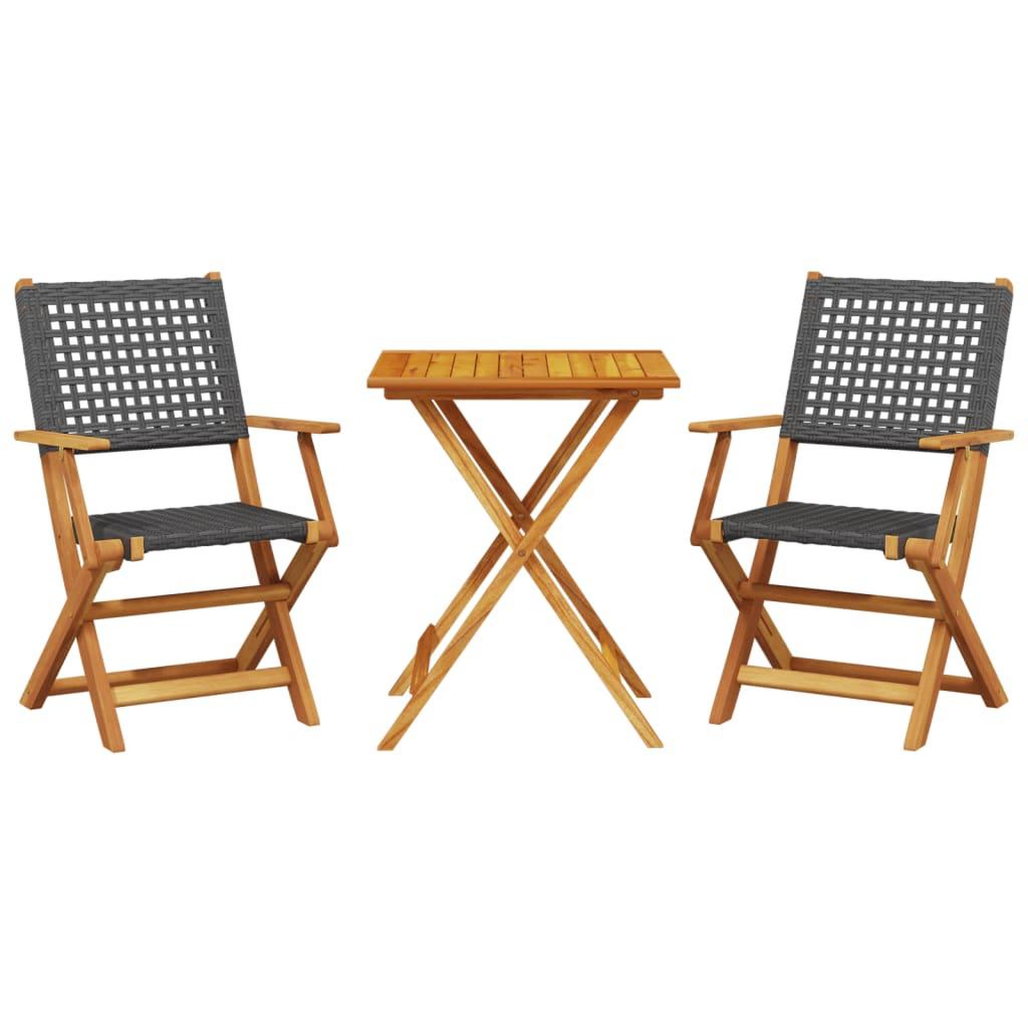 Voir la diapositive 2 : VIDAXL Ensemble de bistro 3 pcs noir resine tressee et bois massif