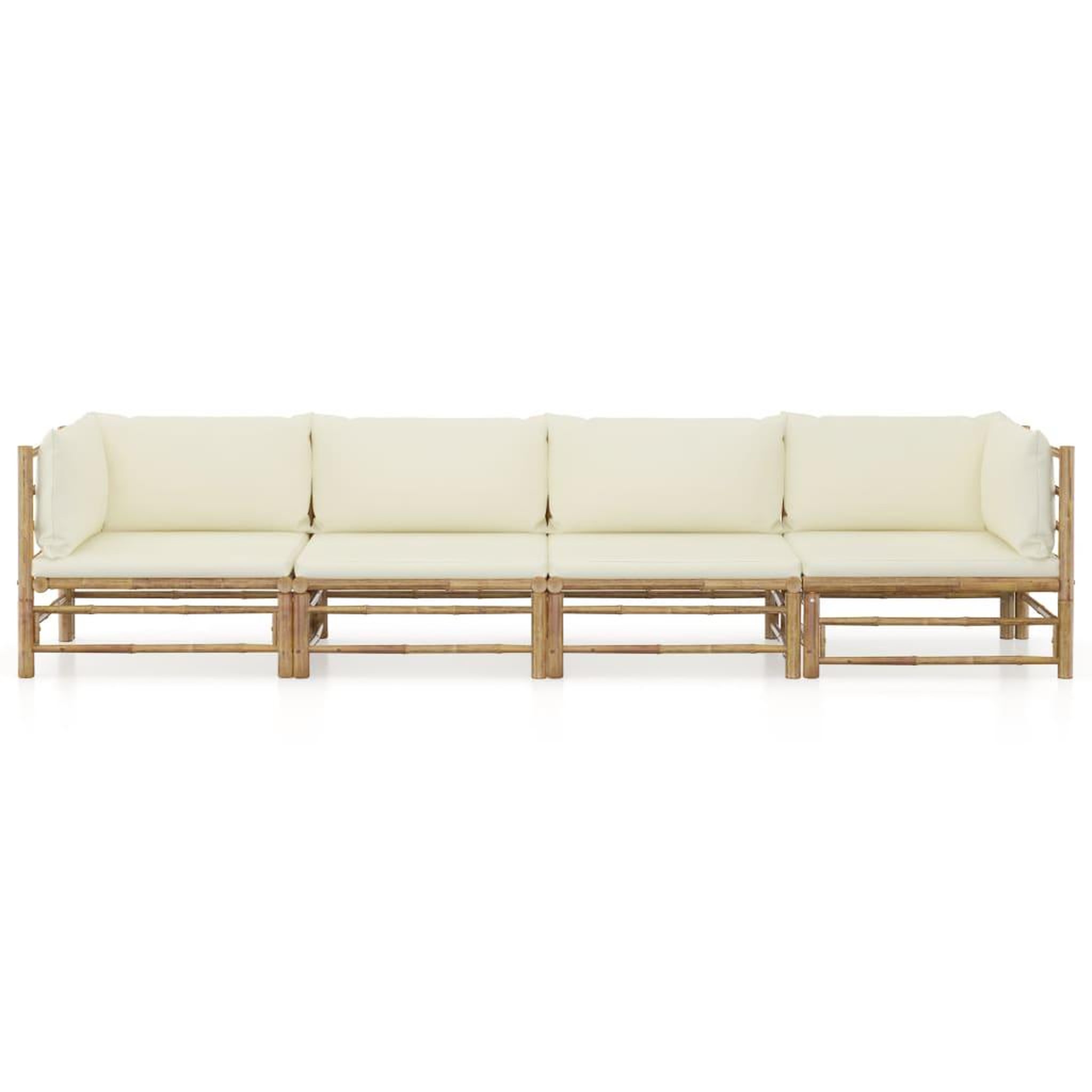 Voir la diapositive 2 : VIDAXL Salon de jardin 4 pcs avec coussins blanc creme bambou