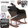 Voir la diapositive 3 : tectake Fauteuil à bascule en rotin tressage à l'aspect naturel avec cadre en aluminium marron